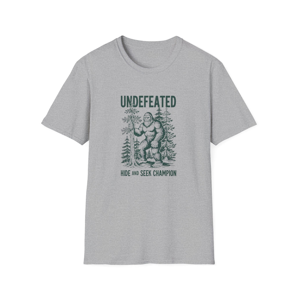 Undefeated Bigfoot T-Shirt — 'Hide and Seek Champion' Graphic Tee