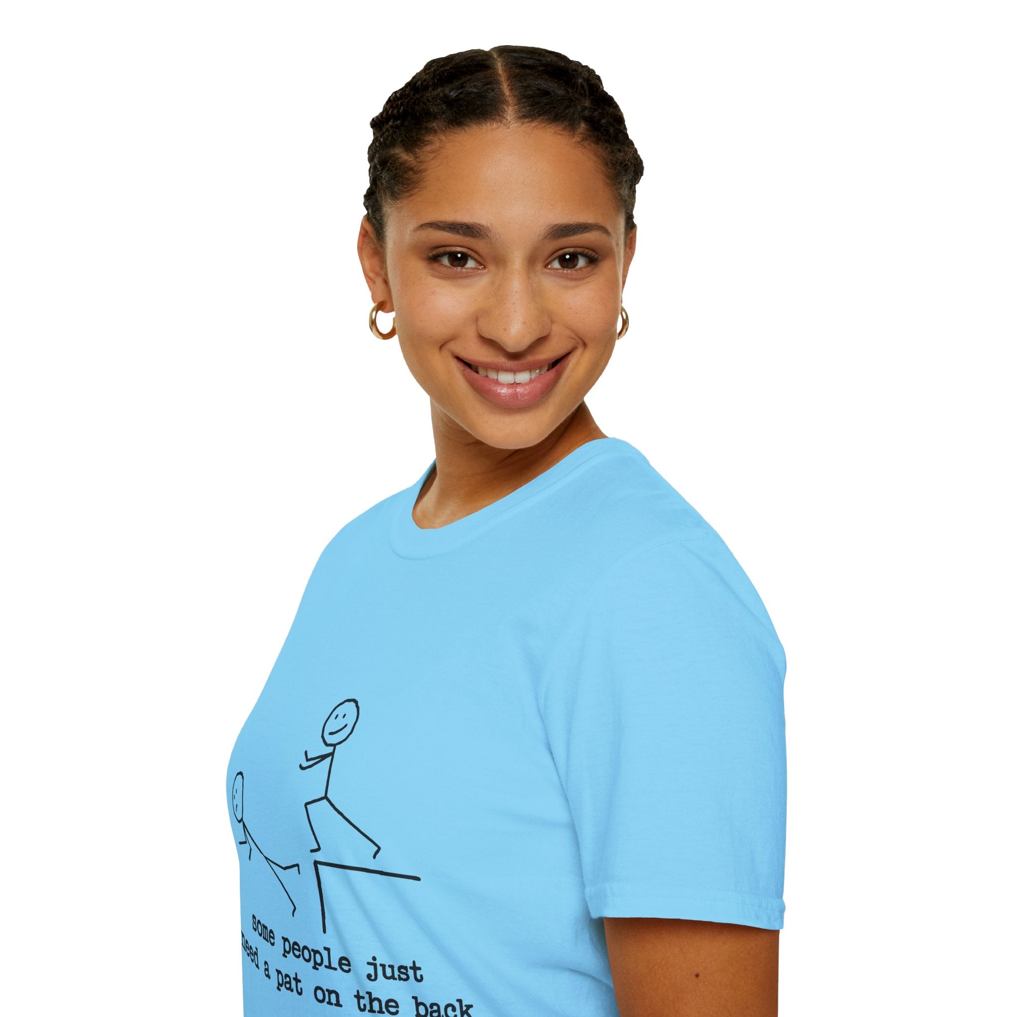 T-Shirt — "Some People Just Need a Pat on the Back" Stick Figure Humor Tee