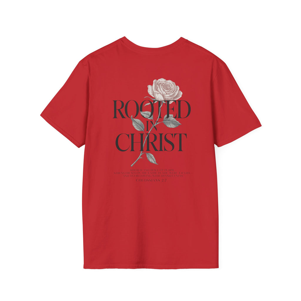 Rooted in Christ Floral T-Shirt — Christian Gift for Women Faith Graphic Tee
