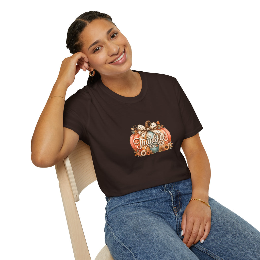 Thankful Pumpkin T-Shirt — Cute Fall Thanksgiving Gift for Women Graphic Tee