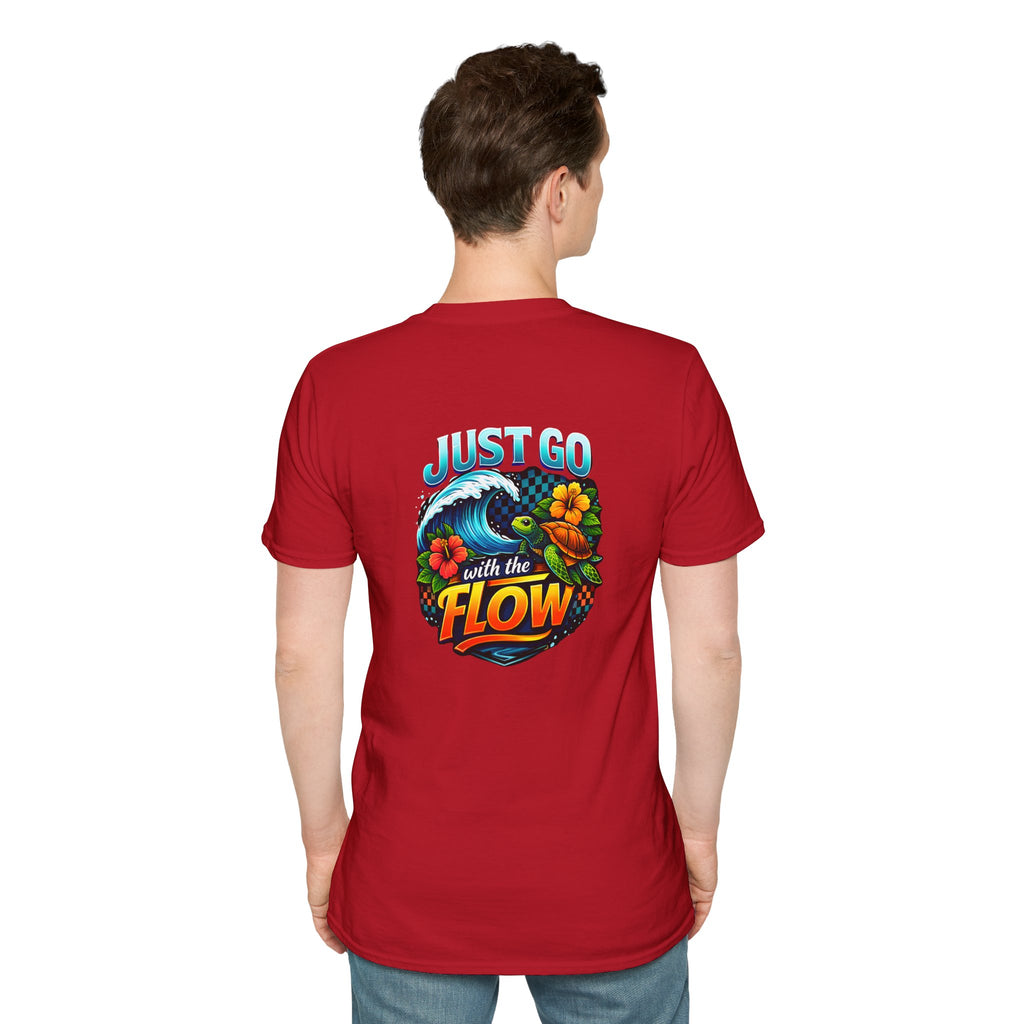 Go With the Flow Sea Turtle T-Shirt — Cute Beach Gift for Women Ocean Floral Tee