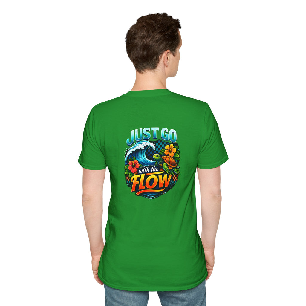 Go With the Flow Sea Turtle T-Shirt — Cute Beach Gift for Women Ocean Floral Tee