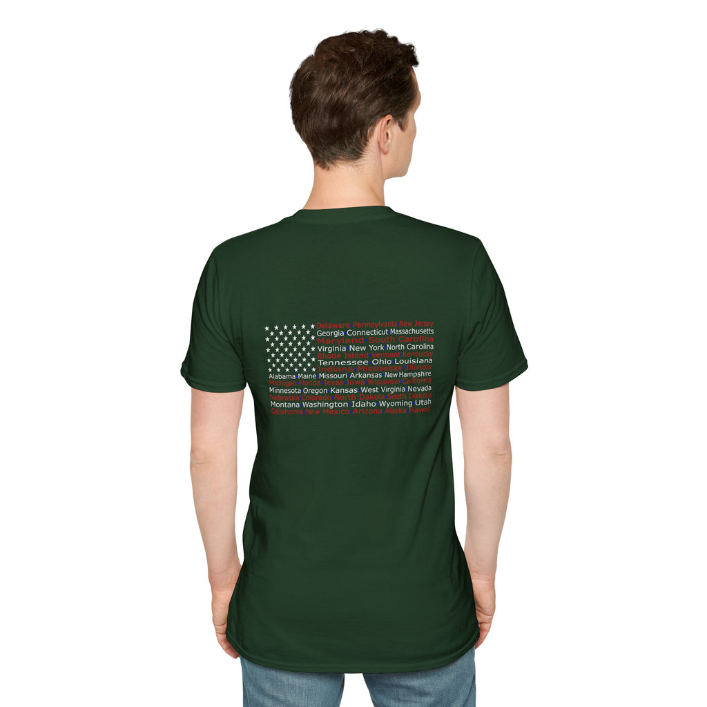 United American Flag T-Shirt — Patriotic Gift for Him Red Chest Graphic Tee