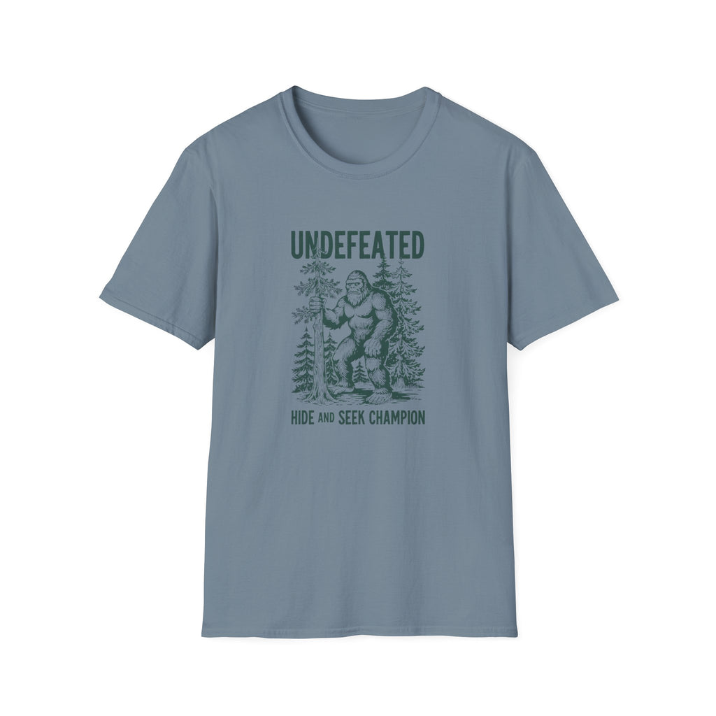 Undefeated Bigfoot T-Shirt — 'Hide and Seek Champion' Graphic Tee