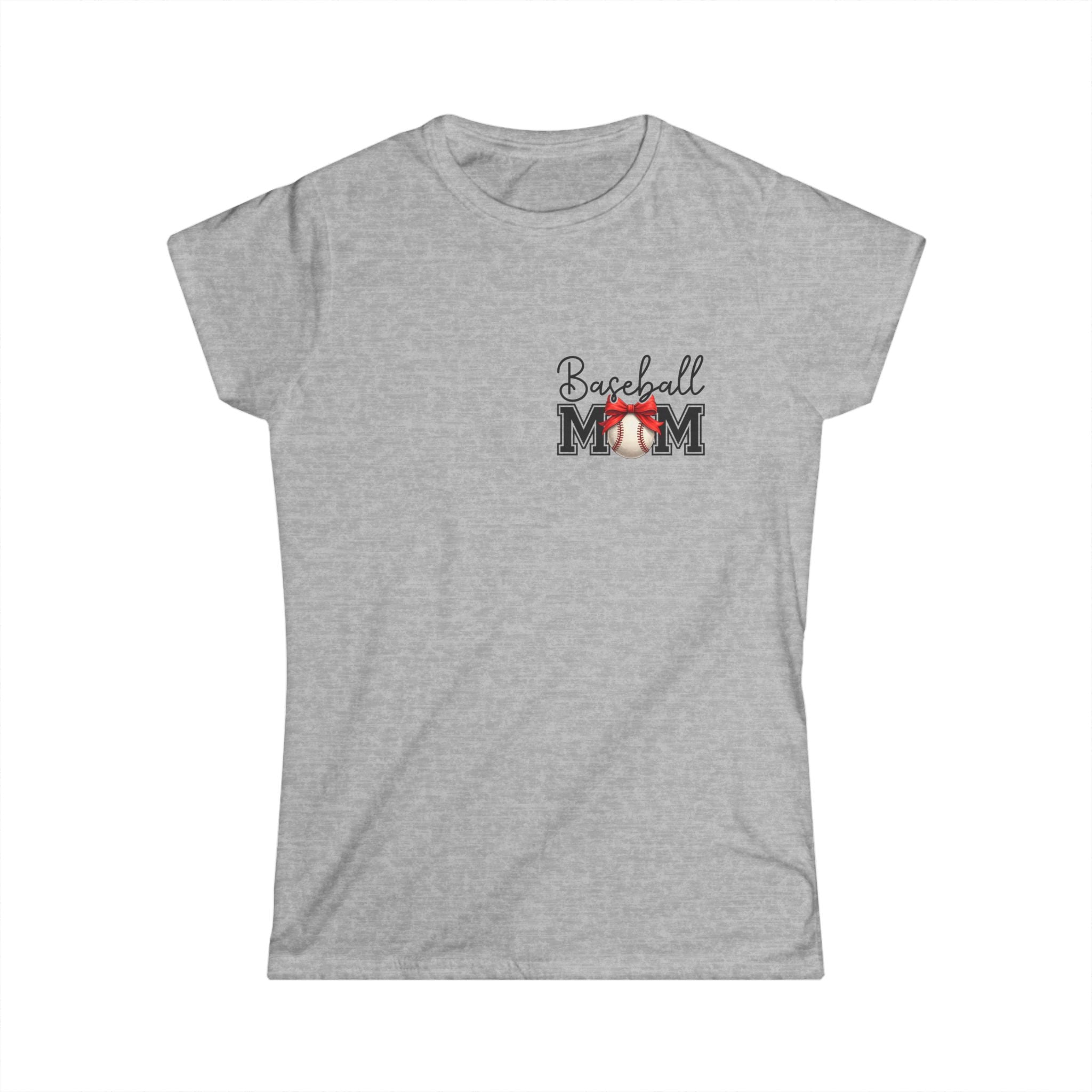 Baseball Mom Script T-Shirt — Cute Bow Gift for Sports Moms Game Day Tee