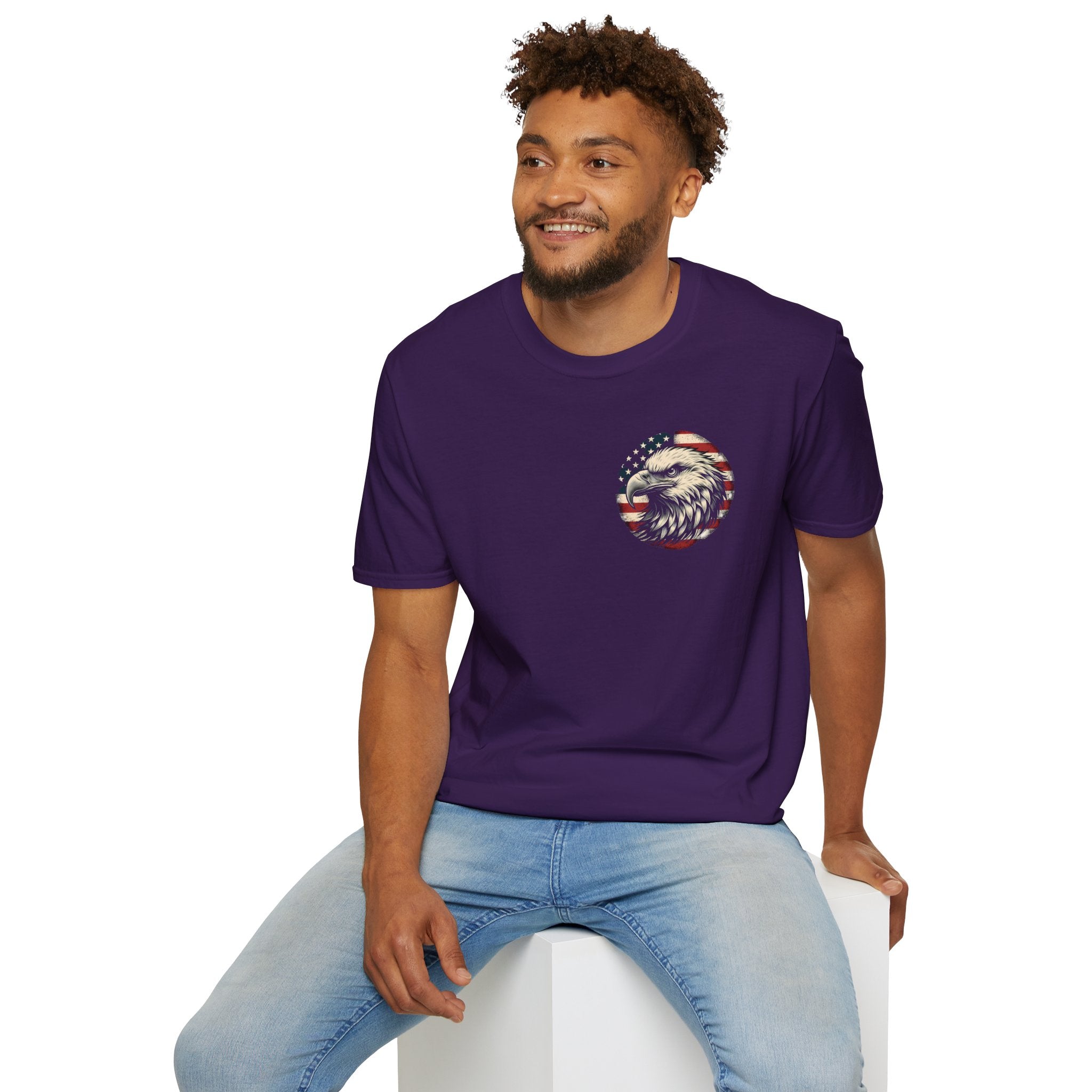 Patriotic Bald Eagle T-Shirt — American Flag Gift for Him Fourth of July Graphic Tee