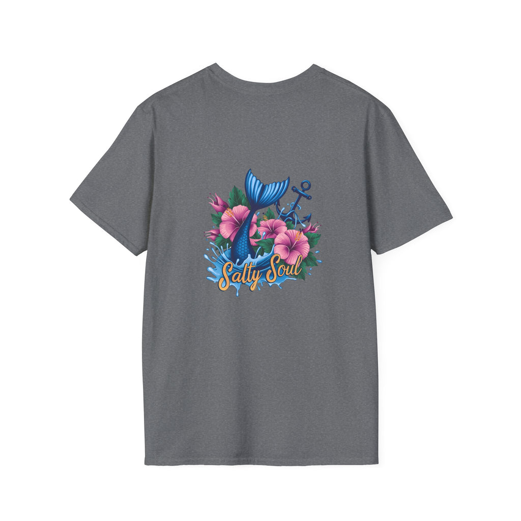 Salty Soul Mermaid Anchor Floral T-Shirt — Cute Beach Gift for Women Nautical Tee