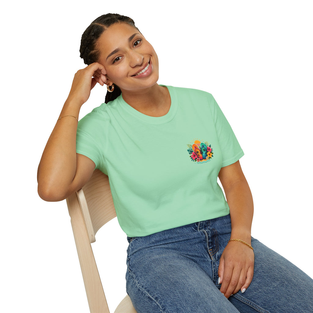 Floral Surf Chest Print T-Shirt — Cute Beach Gift for Women Graphic Tee