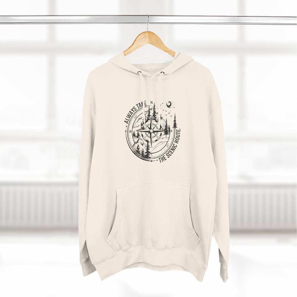 Hoodie — "Always Take the Scenic Route" Camping Graphic Pullover