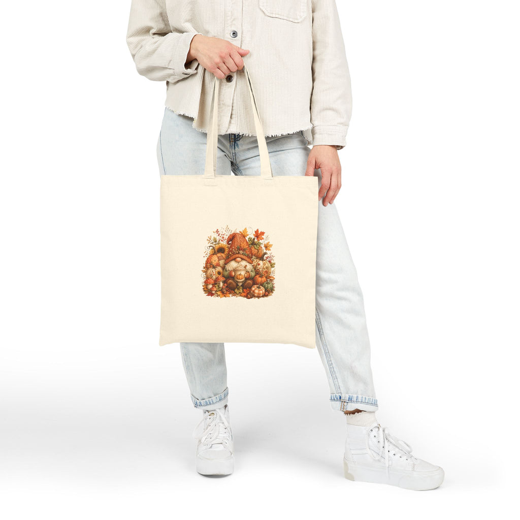 Autumn Gnome Harvest Canvas Tote Bag — Cute Fall Gift for Women Market Shopper