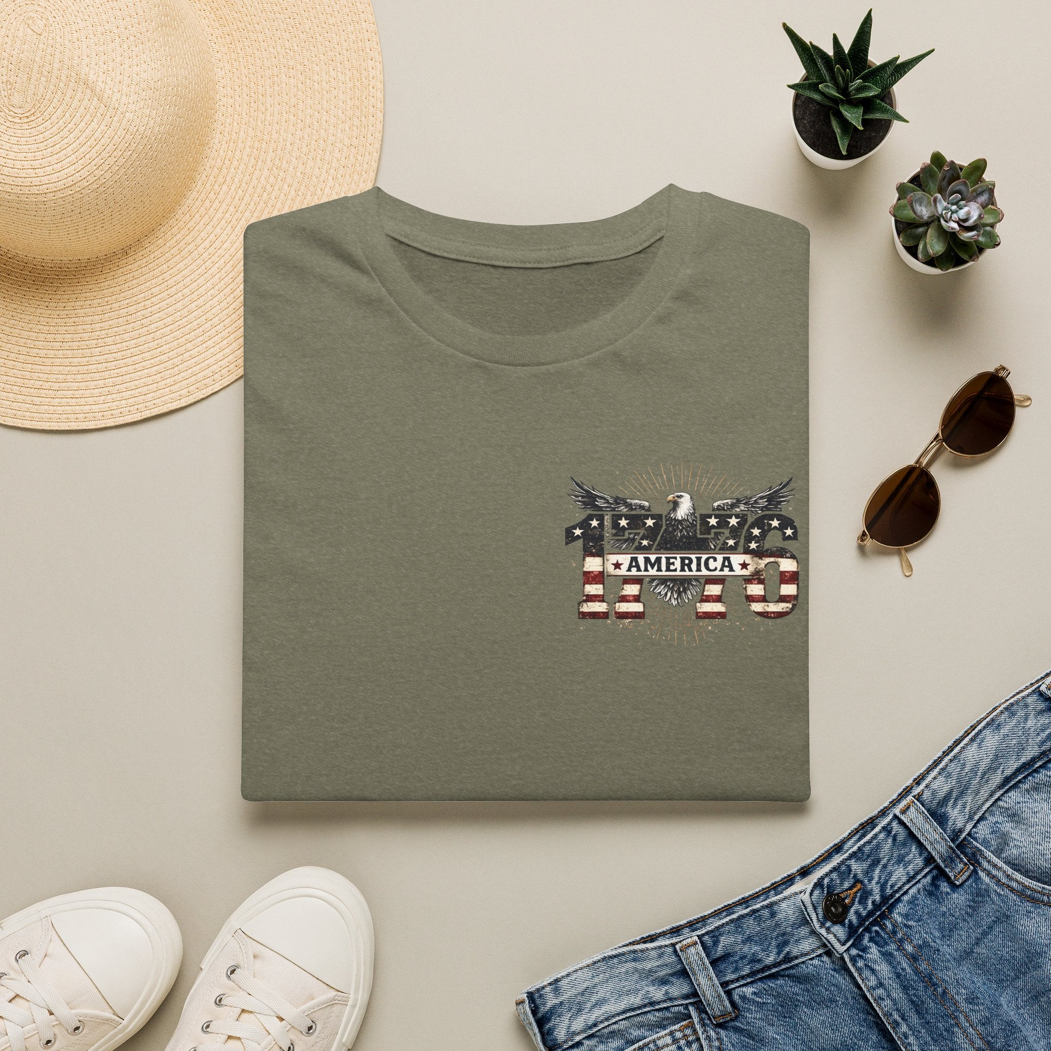 1776 American Flag Eagle T-Shirt — Vintage Patriotic Gift for Him Fourth of July Tee