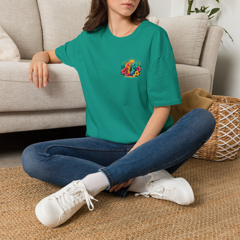 Floral Surf Chest Print T-Shirt — Cute Beach Gift for Women Graphic Tee