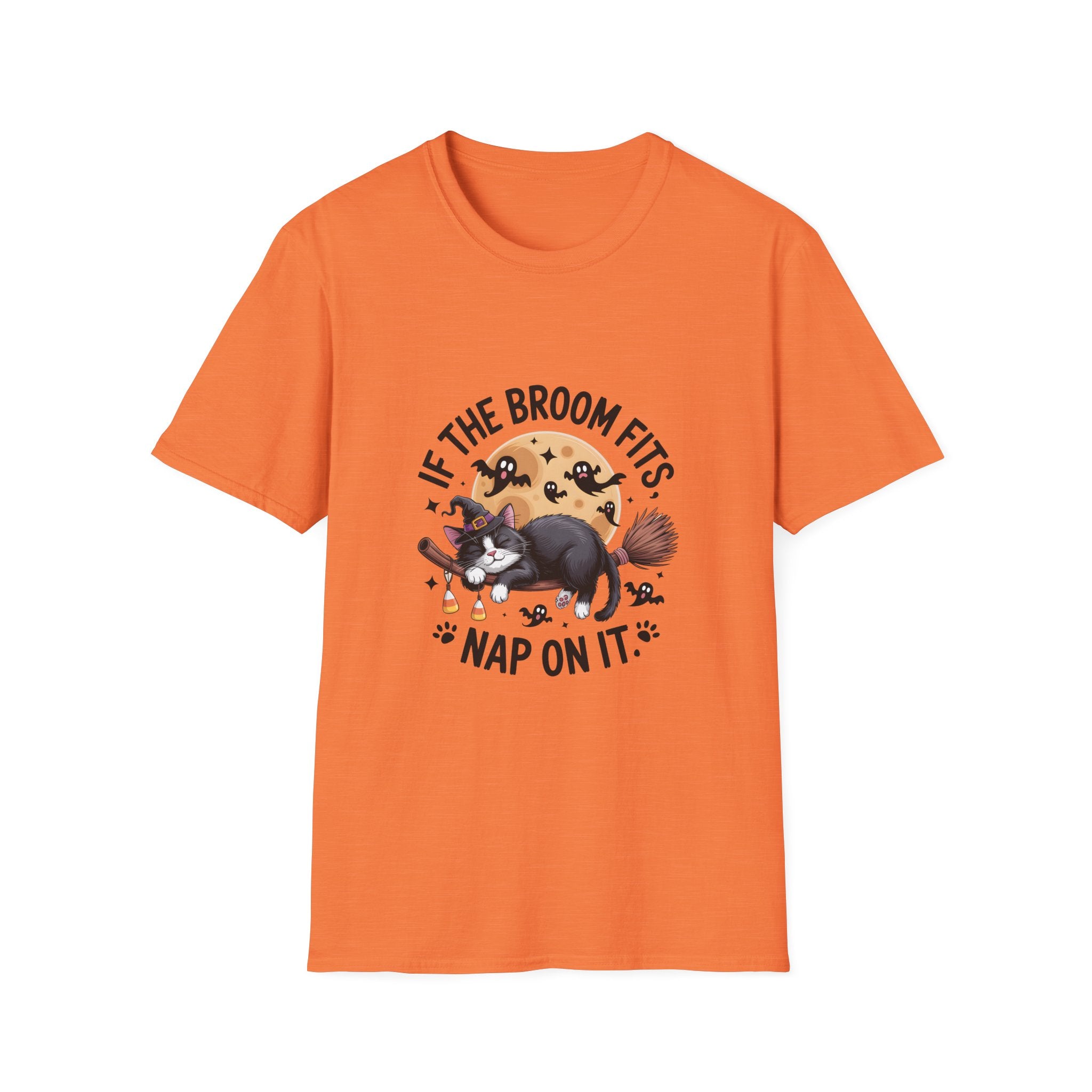 If the Broom Fits Nap on It Cat T-Shirt — Funny Halloween Gift for Women Witchy Tee