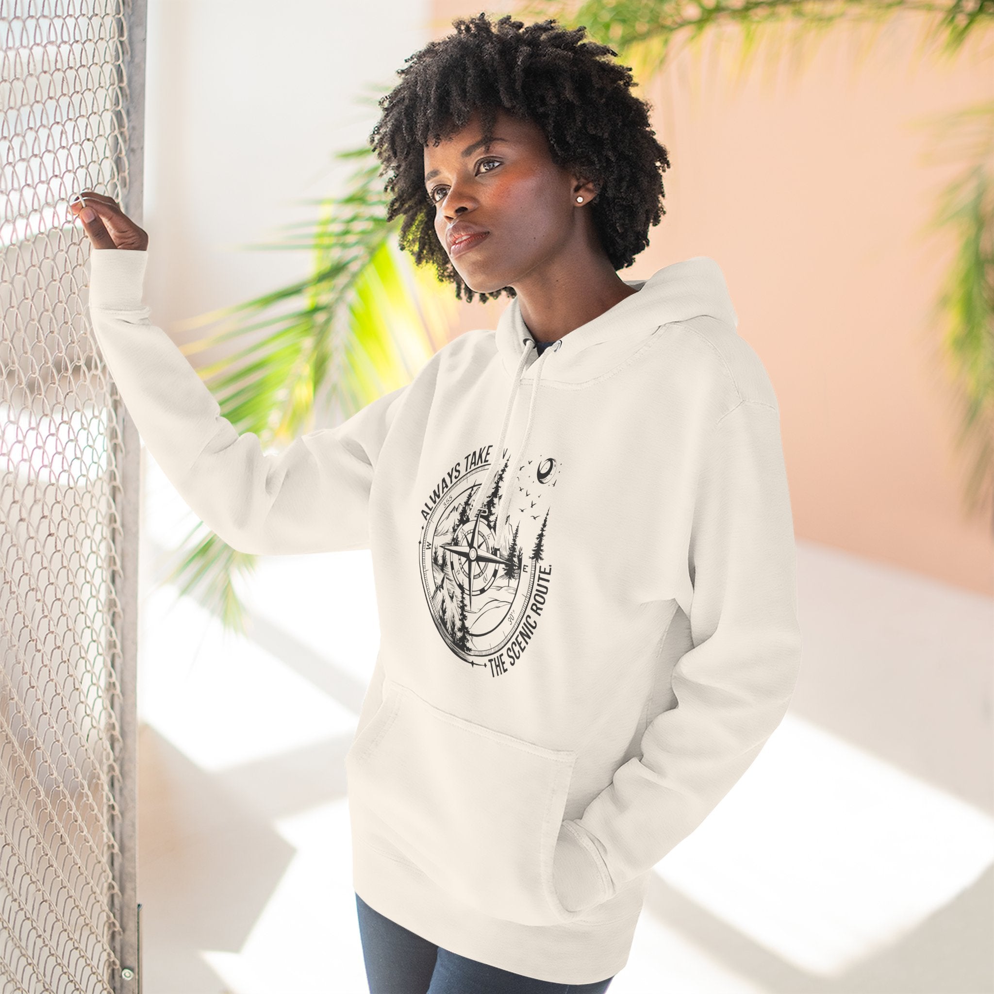 Hoodie — "Always Take the Scenic Route" Camping Graphic Pullover