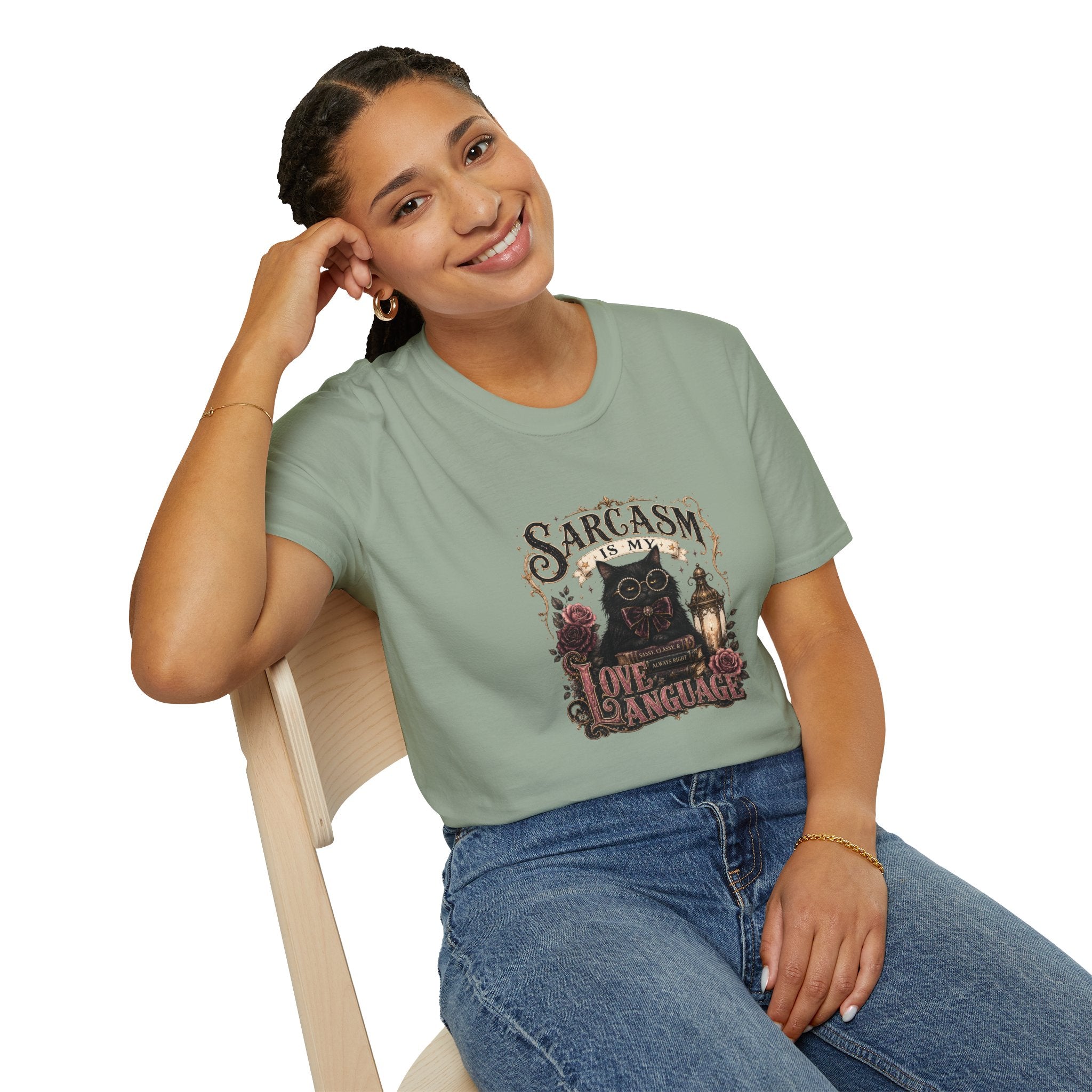 Sarcasm Is My Love Language Cat T-Shirt — Funny Gift for Her Vintage Graphic Tee