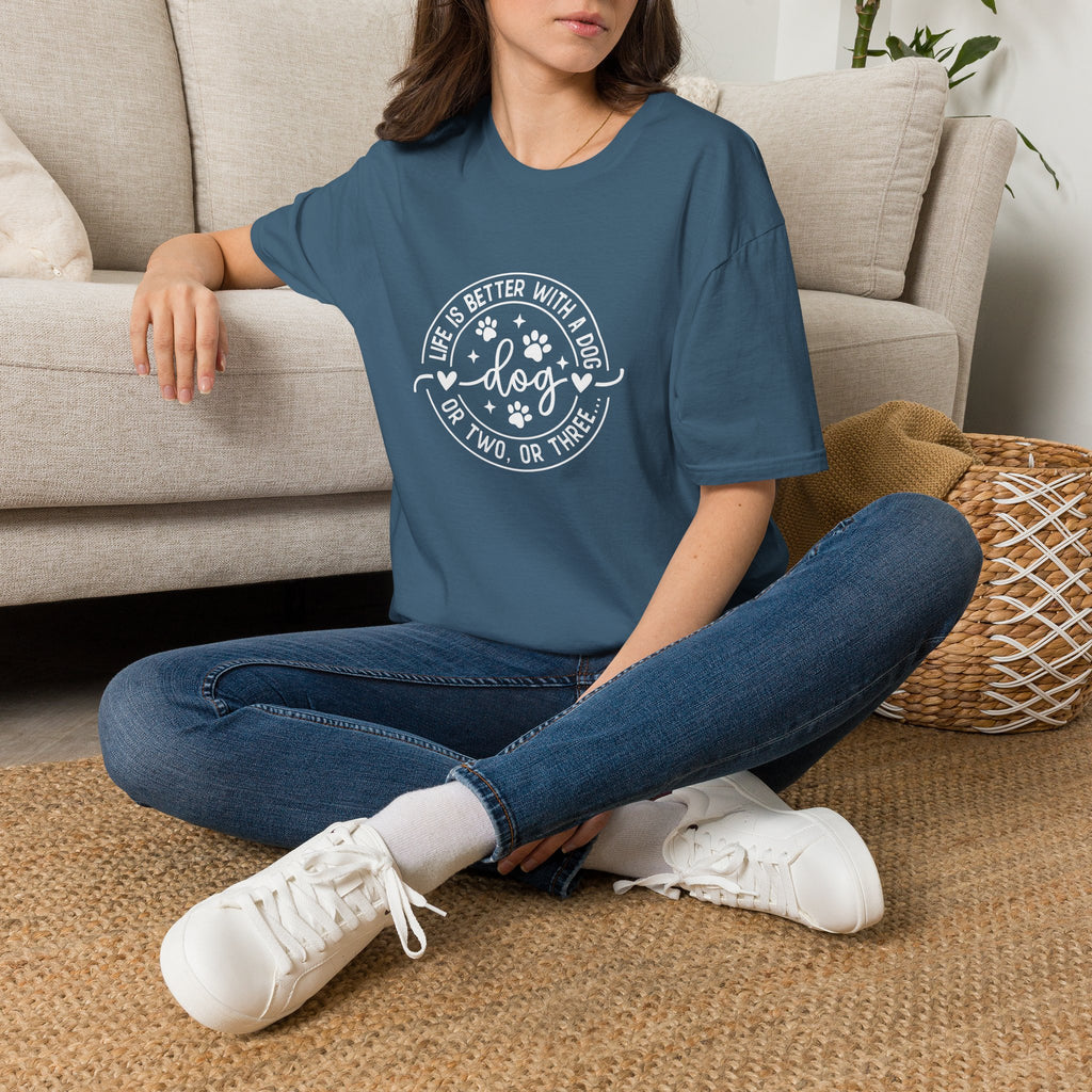 Life Is Better With a Dog T-Shirt — Funny Dog Lover Gift for Women Paw Print Tee