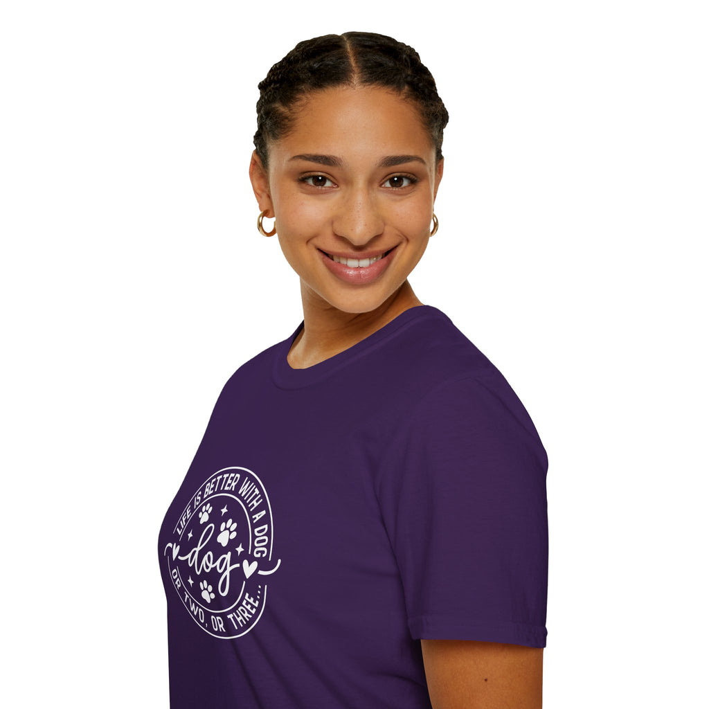 Life Is Better With a Dog T-Shirt — Funny Dog Lover Gift for Women Paw Print Tee