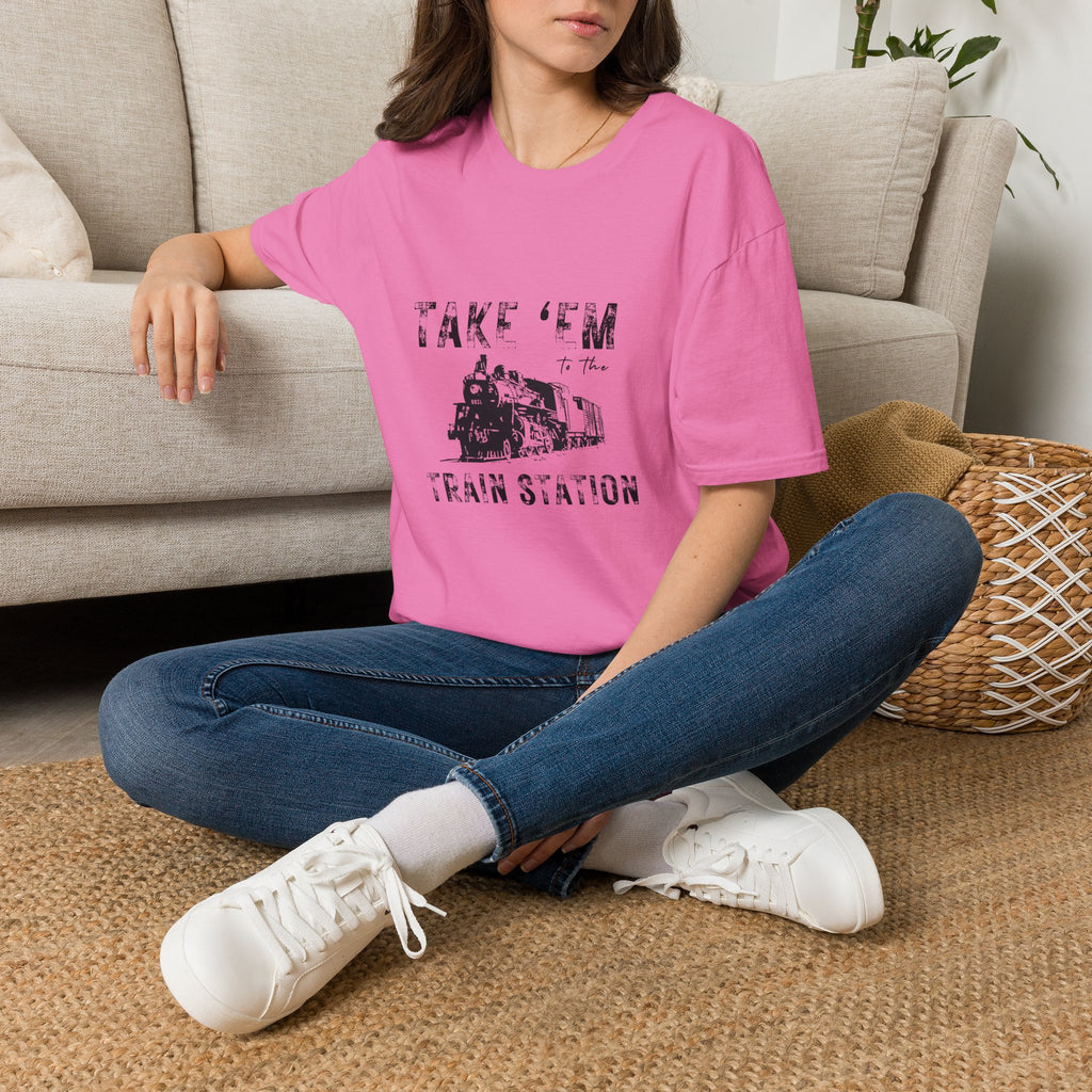 Take 'Em to the Train Station T-Shirt — Funny Sarcastic Gift Vintage Engine Graphic Tee