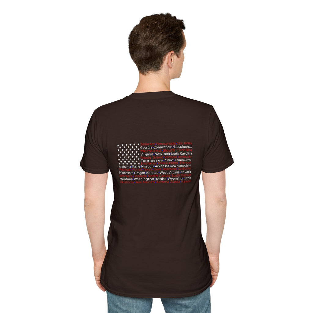 United American Flag T-Shirt — Patriotic Gift for Him Red Chest Graphic Tee
