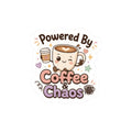Coffee & Chaos Kiss-Cut Sticker — Cute Funny Gift for Coffee Lovers Laptop Sticker