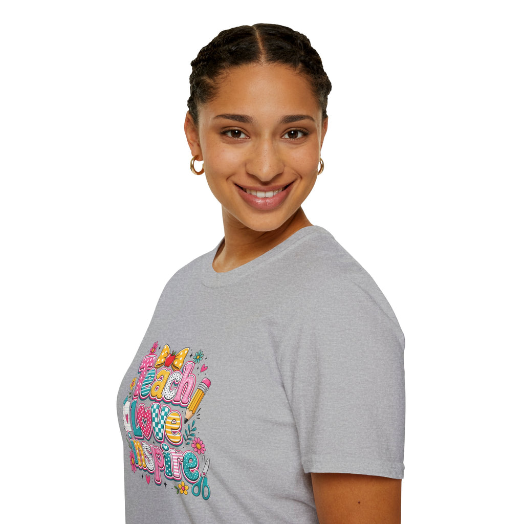 Teach Love Inspire T-Shirt — Cute Colorful Teacher Gift School Appreciation Tee