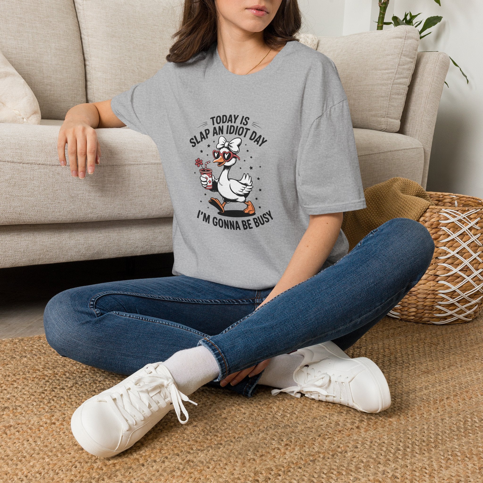 Today Is Slap An Idiot Day Duck T-Shirt — Funny Sarcastic Gift for Her Graphic Tee