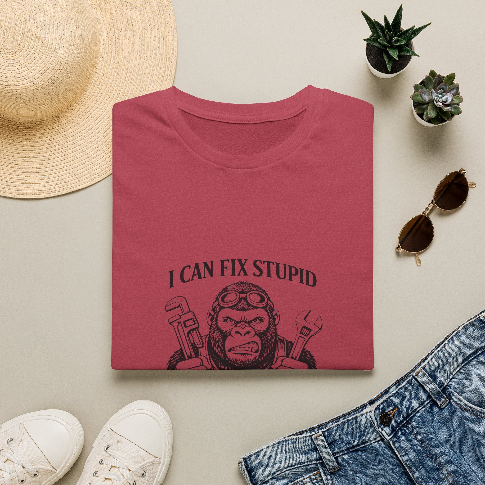 I Can Fix Stupid T-Shirt — Funny Mechanic Gift for Him Monkey Graphic Tee