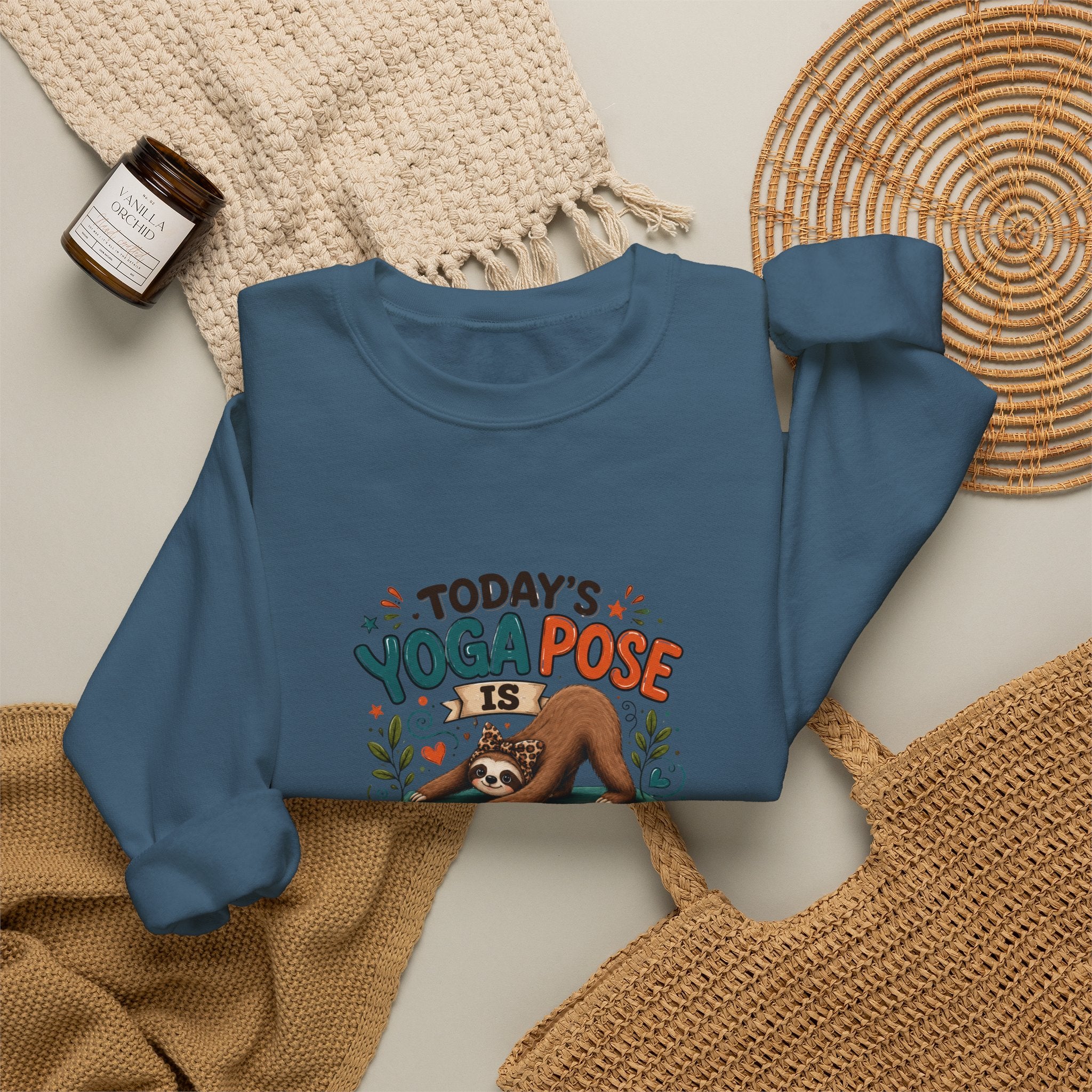 Downward Spiral Sloth Sweatshirt — Funny Lazy Gift for Her Yoga Pose Crewneck