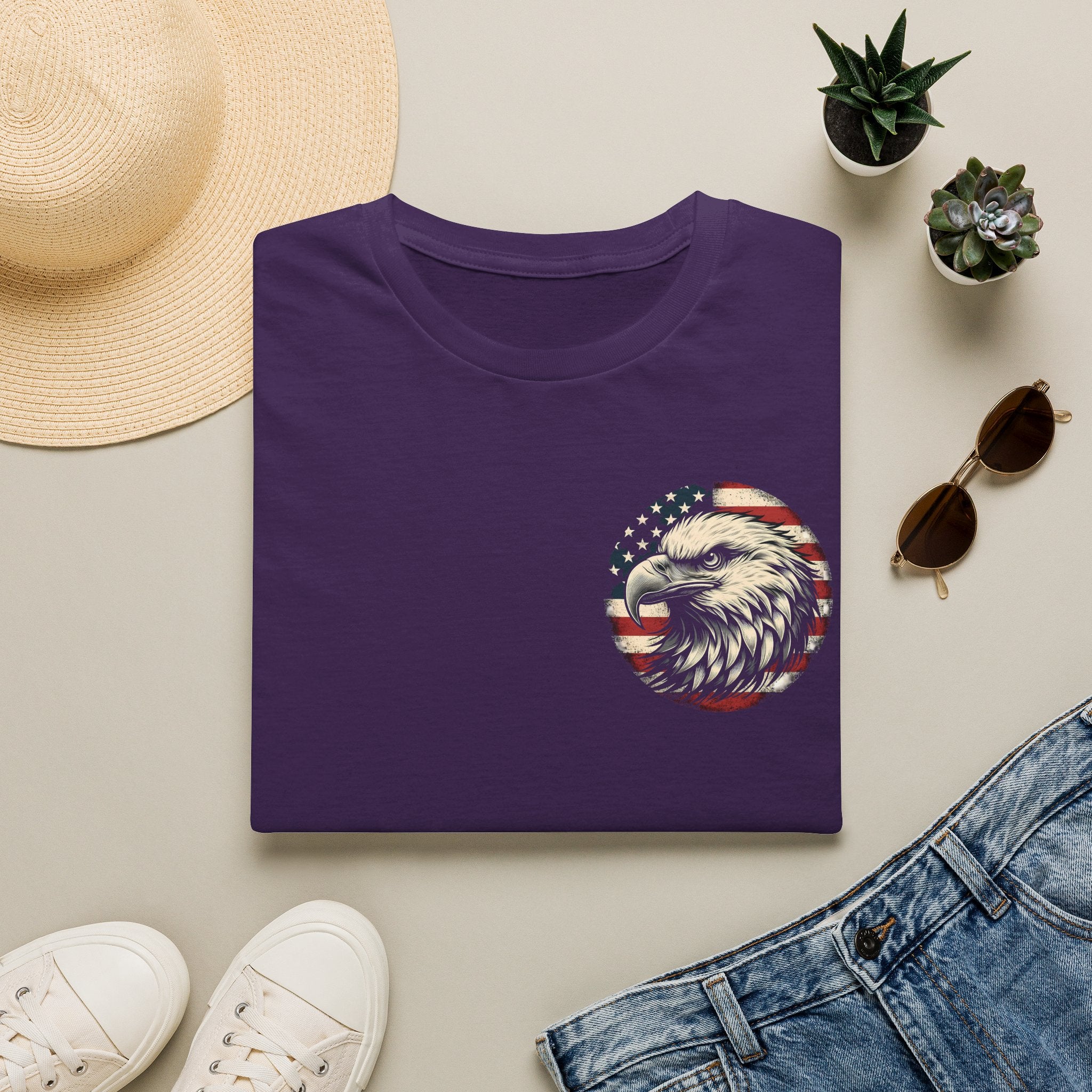 Patriotic Bald Eagle T-Shirt — American Flag Gift for Him Fourth of July Graphic Tee