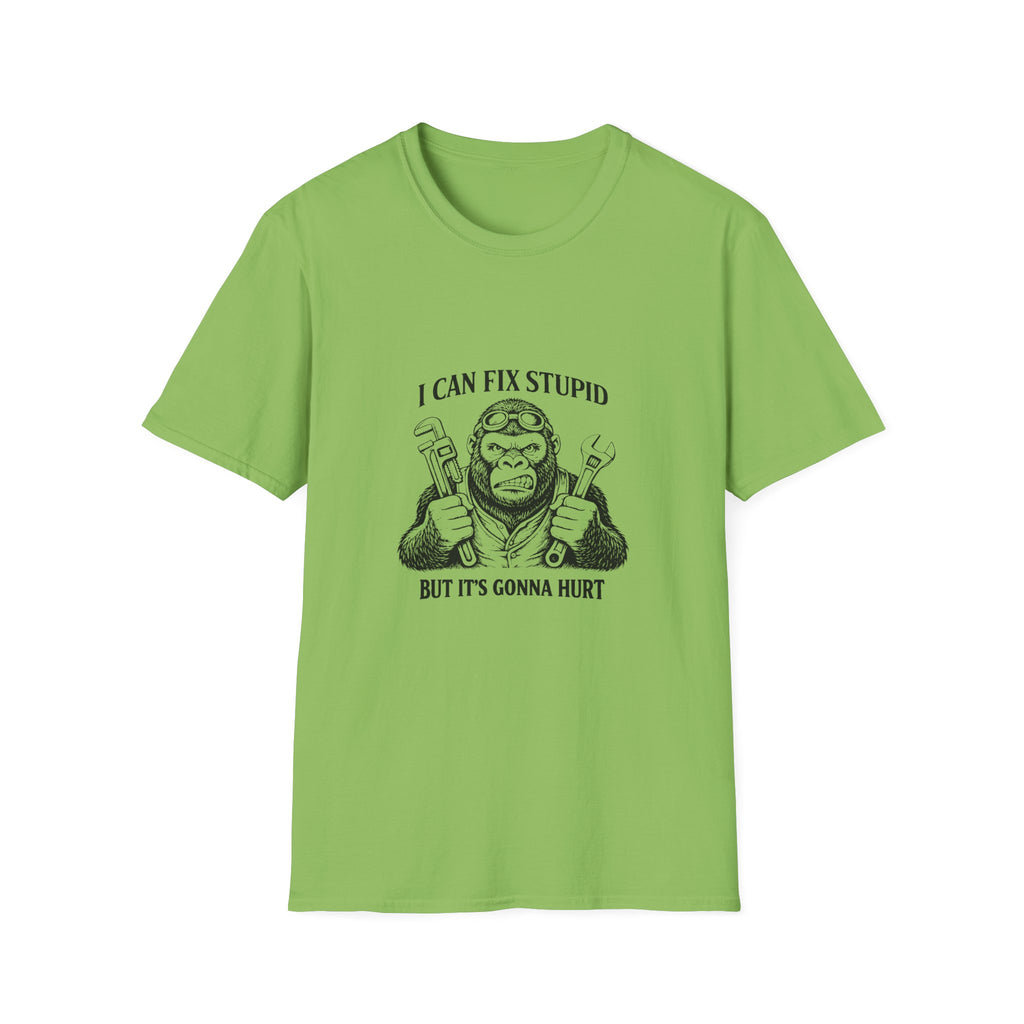 I Can Fix Stupid T-Shirt — Funny Mechanic Gift for Him Monkey Graphic Tee
