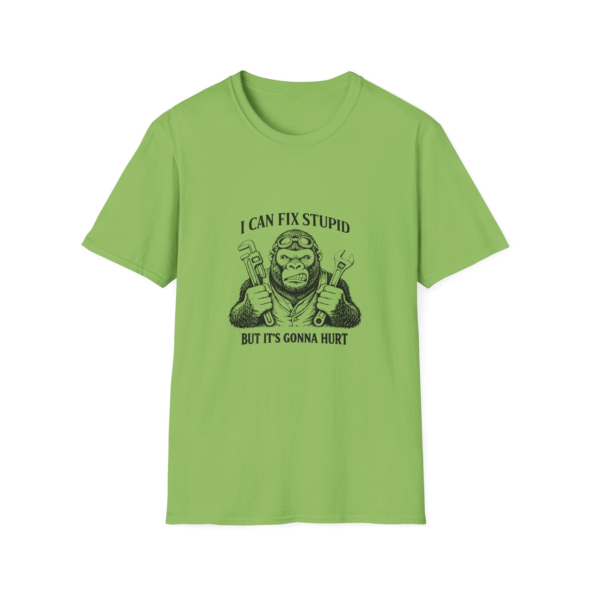 I Can Fix Stupid T-Shirt — Funny Mechanic Gift for Him Monkey Graphic Tee