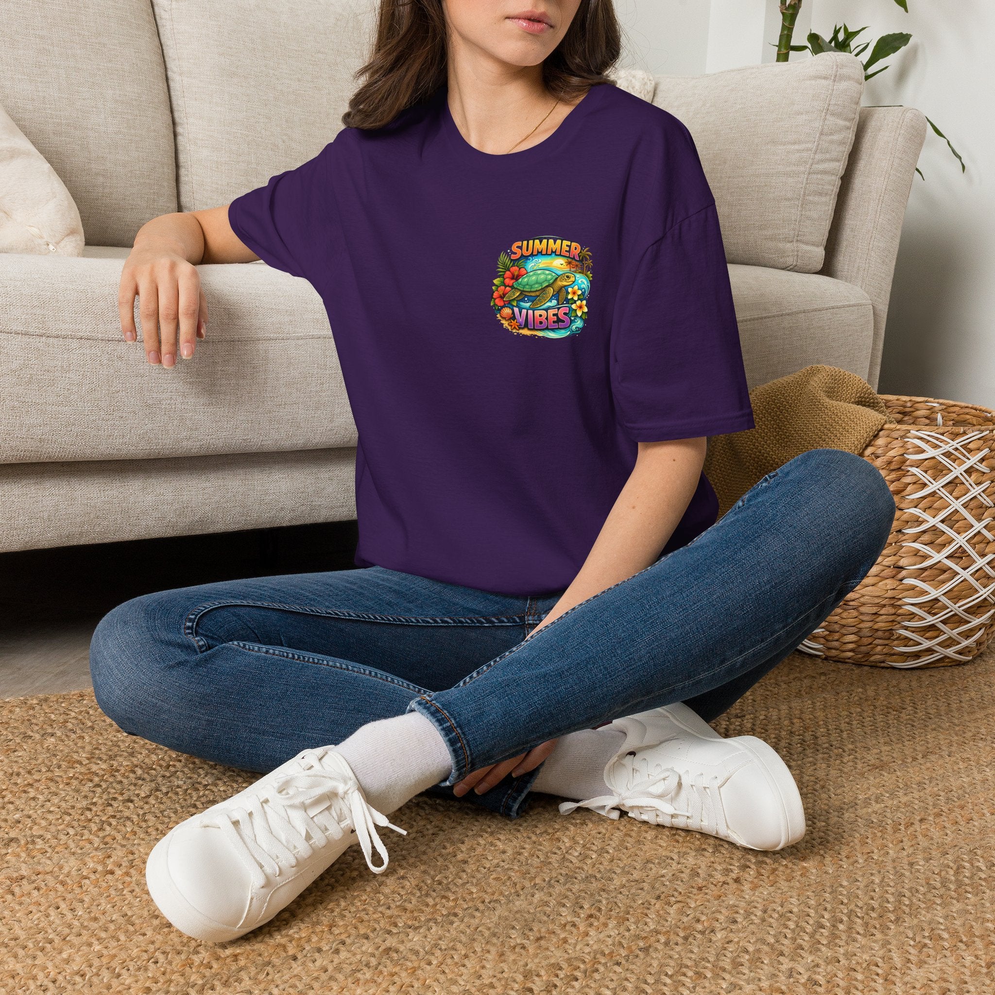Summer Vibes Sea Turtle T-Shirt — Cute Beach Gift for Women Surf Floral Graphic Tee