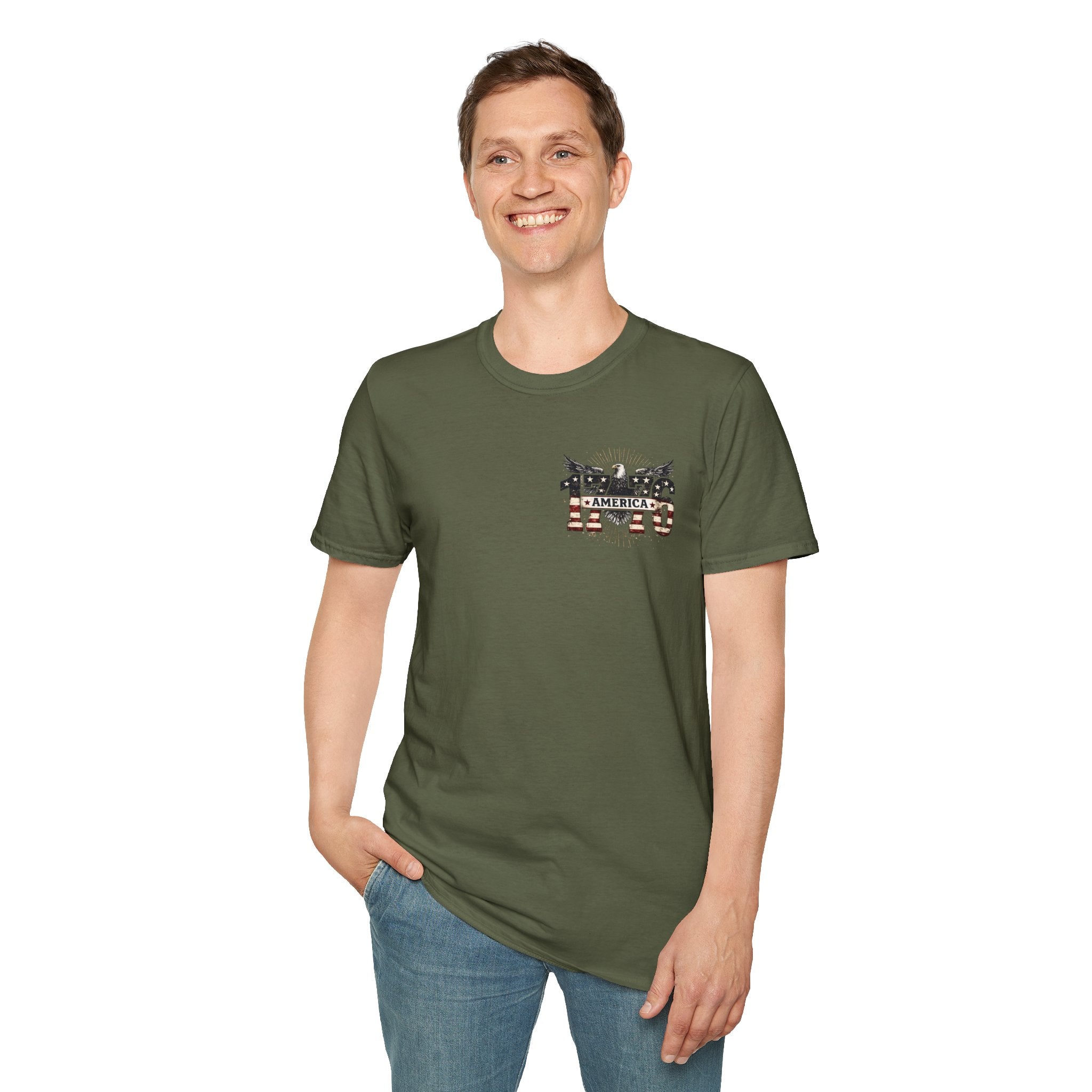 1776 American Flag Eagle T-Shirt — Vintage Patriotic Gift for Him Fourth of July Tee