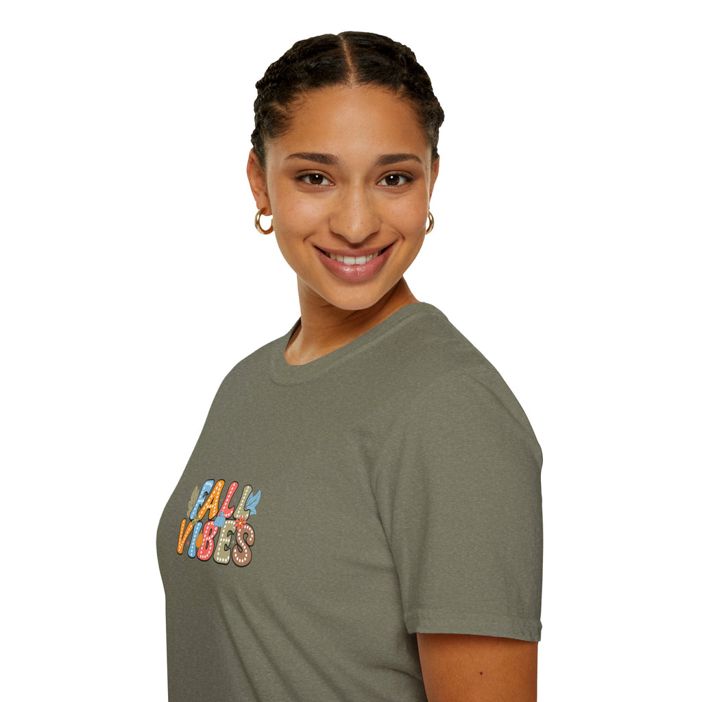 Fall Vibes Colorful Autumn T-Shirt — Cute Fall Gift for Women Graphic Tee