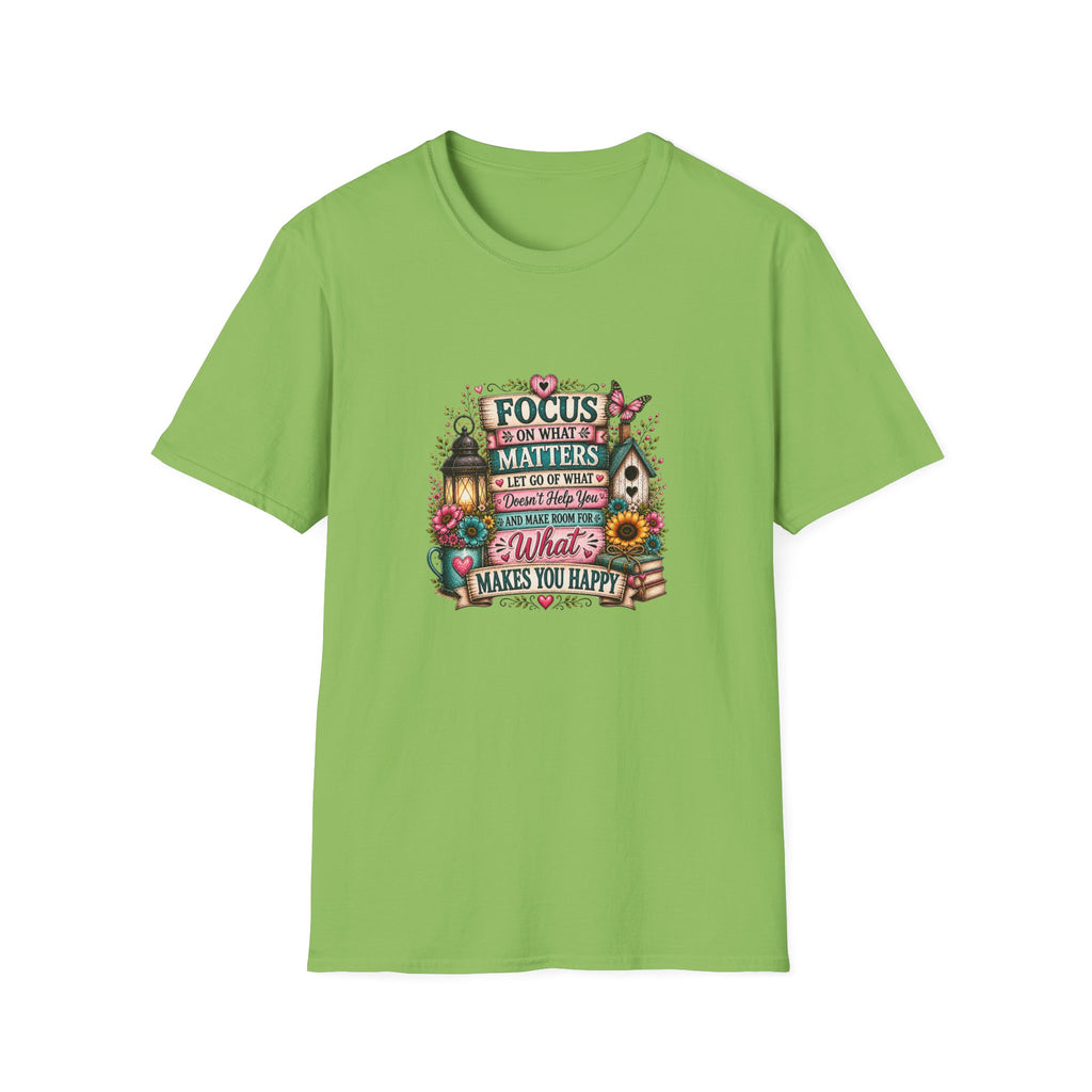 Focus on What Matters Floral T-Shirt — Inspirational Motivational Gift for Women Tee