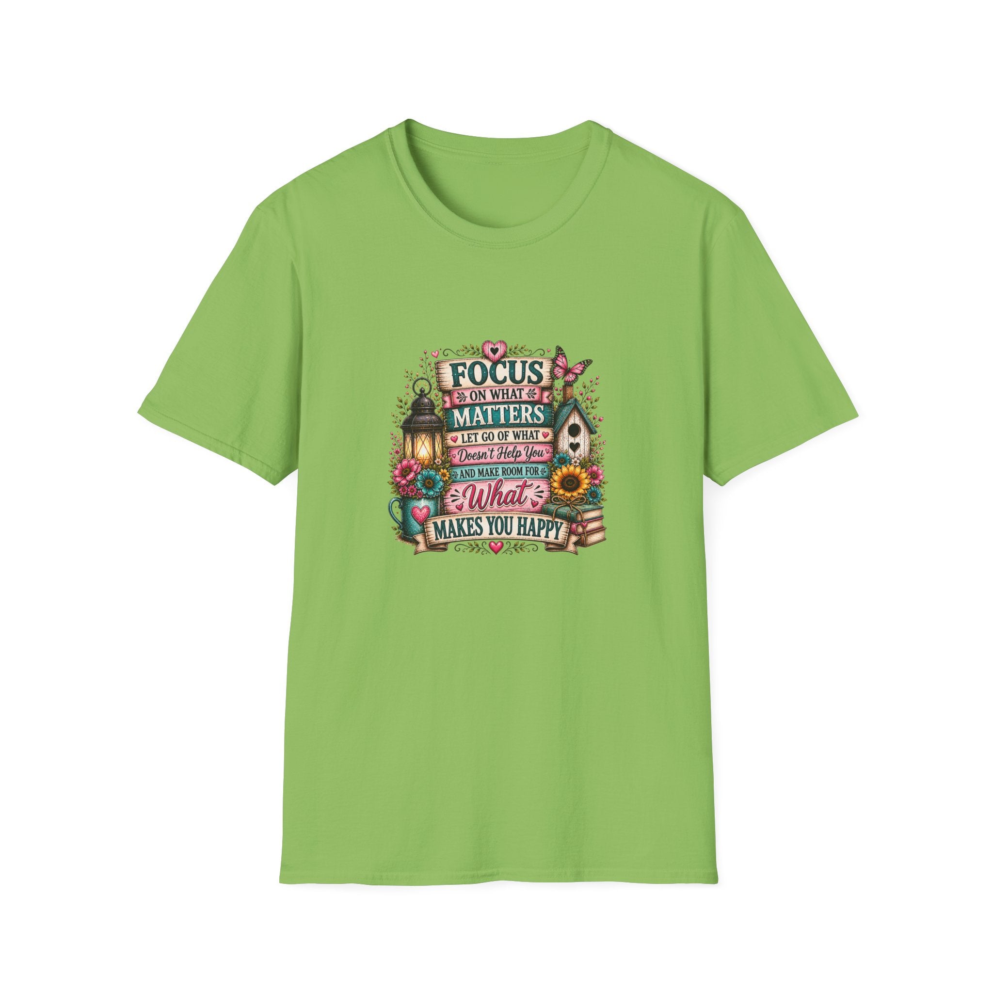 Focus on What Matters Floral T-Shirt — Inspirational Motivational Gift for Women Tee