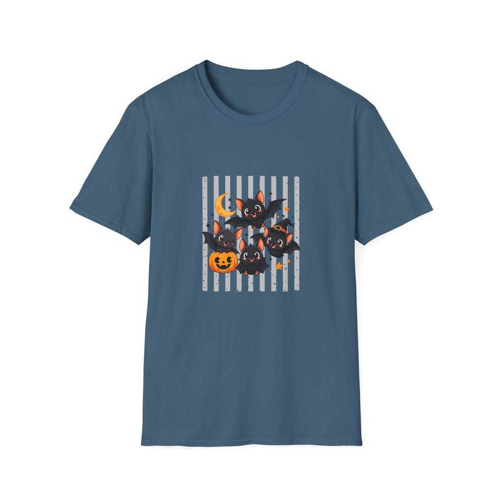 Halloween Bats Pumpkin Moon T-Shirt — Cute Spooky Gift for Women Graphic Tee