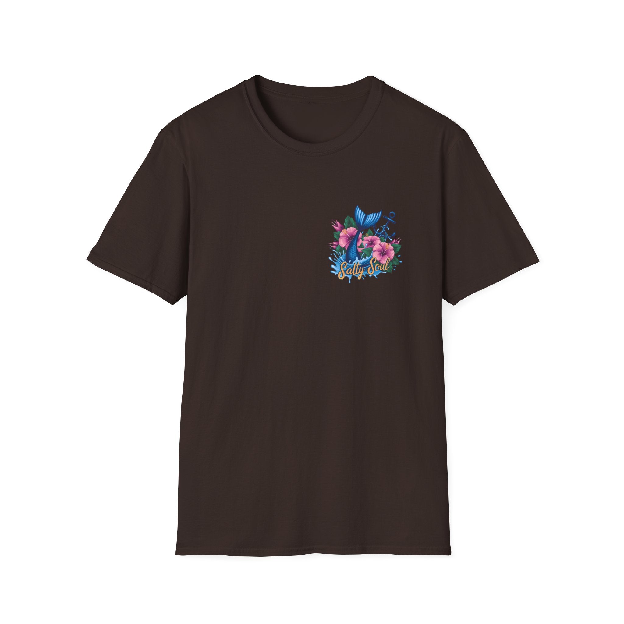 Salty Soul Mermaid Anchor Floral T-Shirt — Cute Beach Gift for Women Nautical Tee