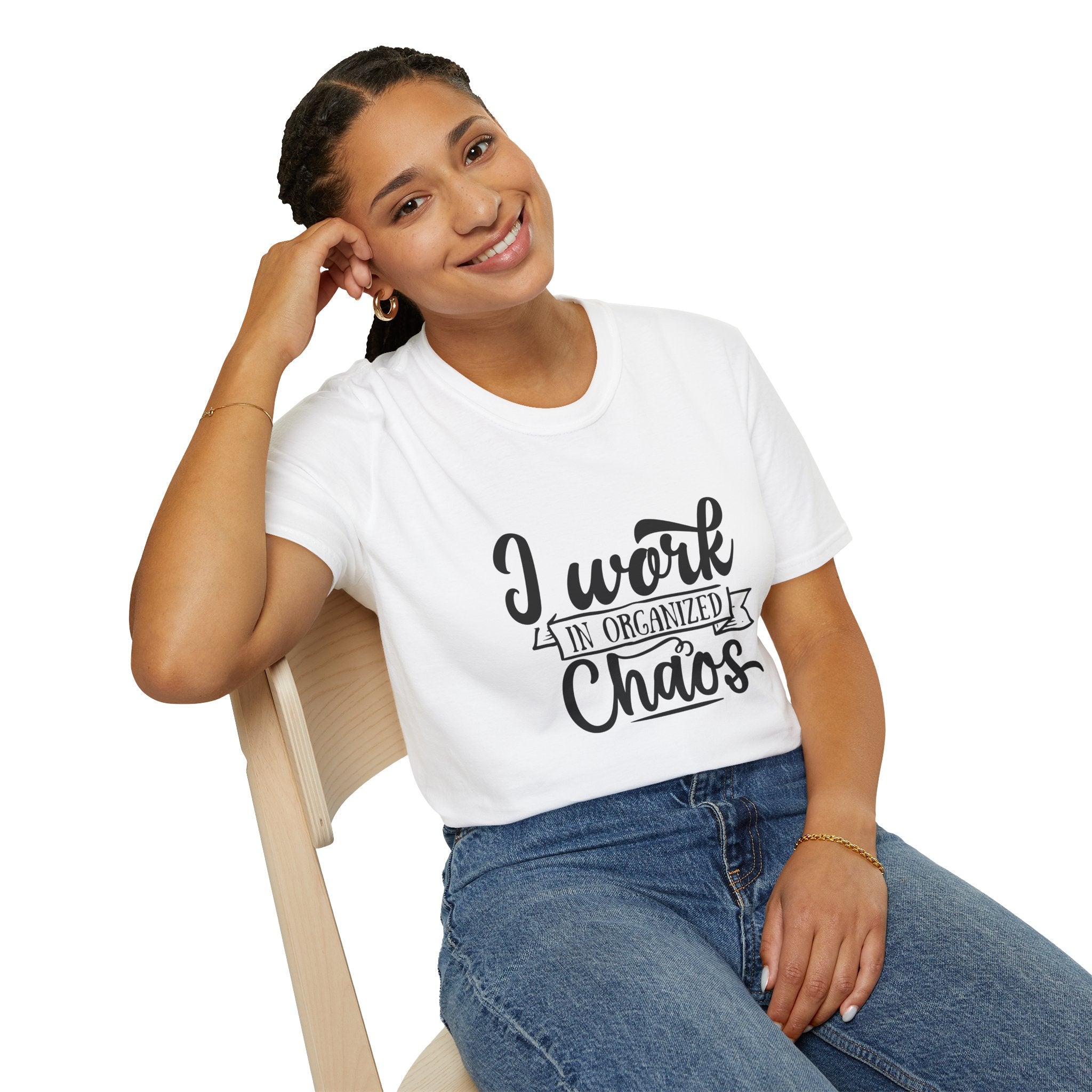 I Work in Organized Chaos T-Shirt — Funny Teacher & Mom Gift Sarcastic Graphic Tee