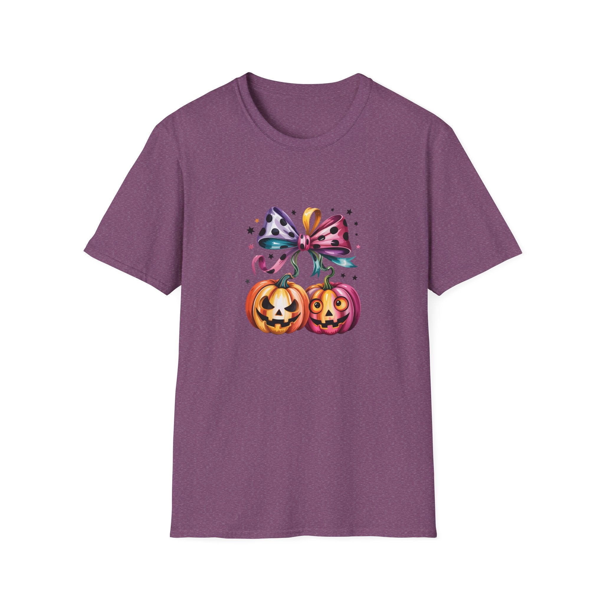 Halloween Pumpkin Bow T-Shirt — Cute Colorful Gift for Women Jack-O'-Lantern Tee