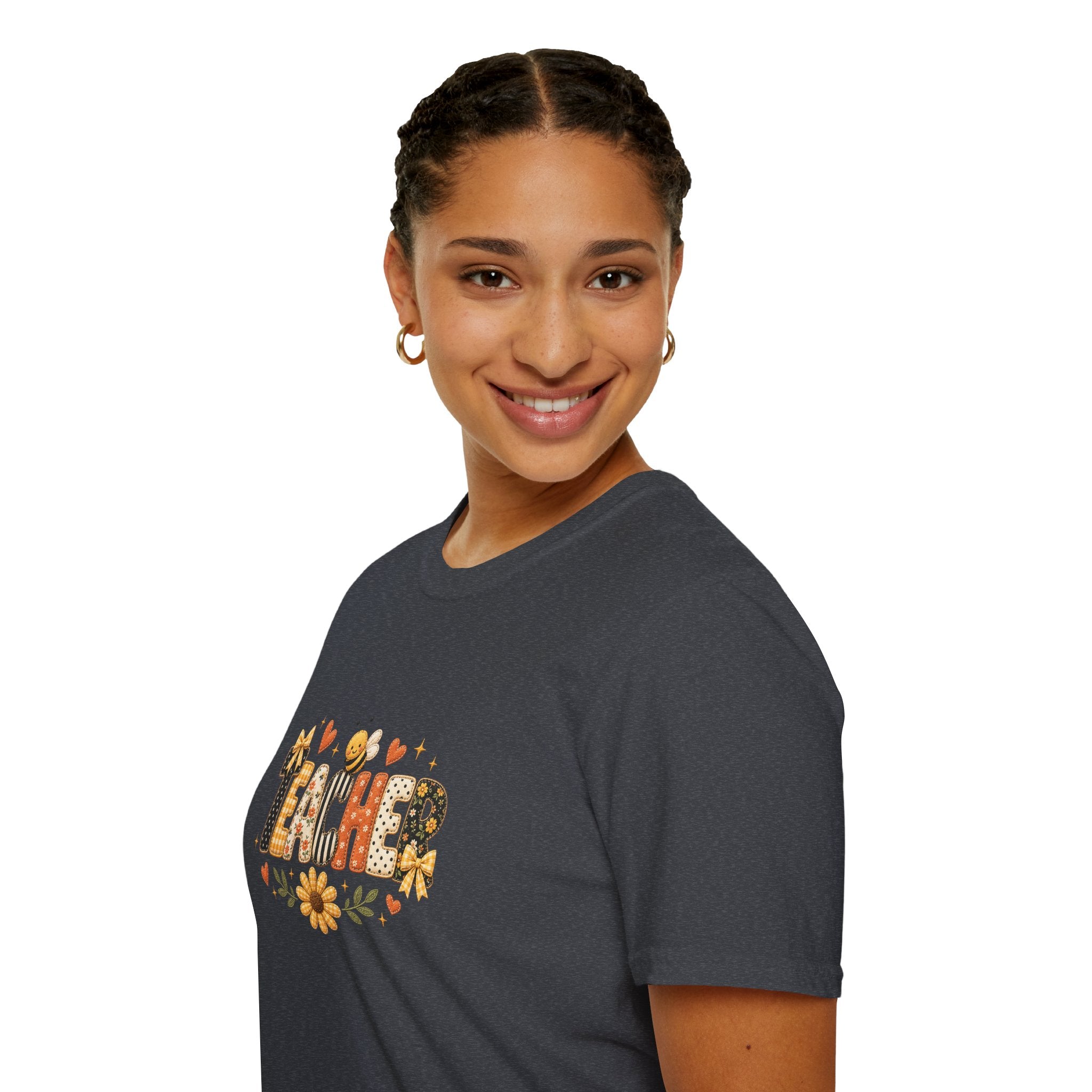 Teacher Floral Bee T-Shirt — Cute Back-to-School Gift for Teachers Graphic Tee