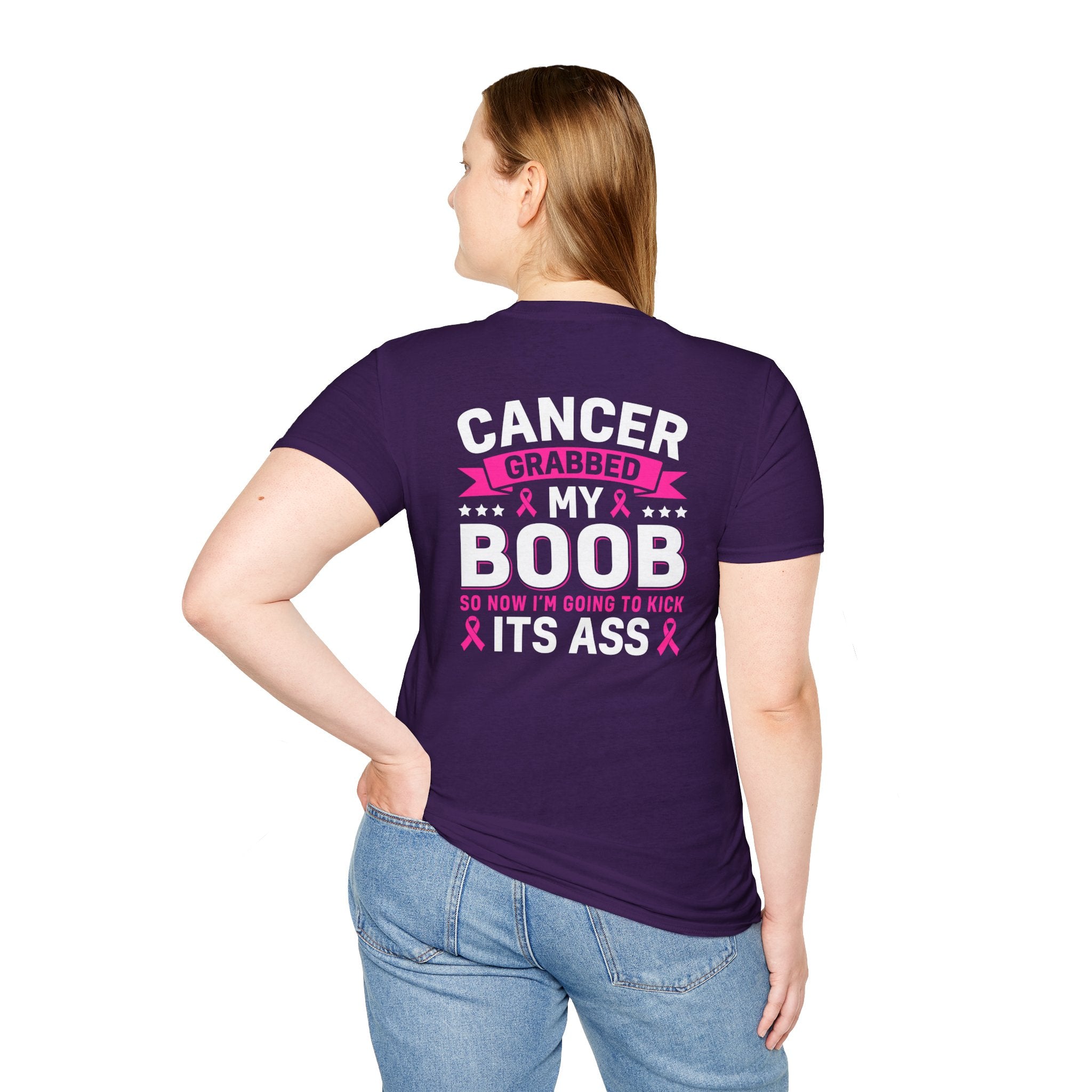 Cancer Grabbed My Boob Now I'm Going to Kick Its Ass T-Shirt — Funny Breast Cancer Awareness Gift