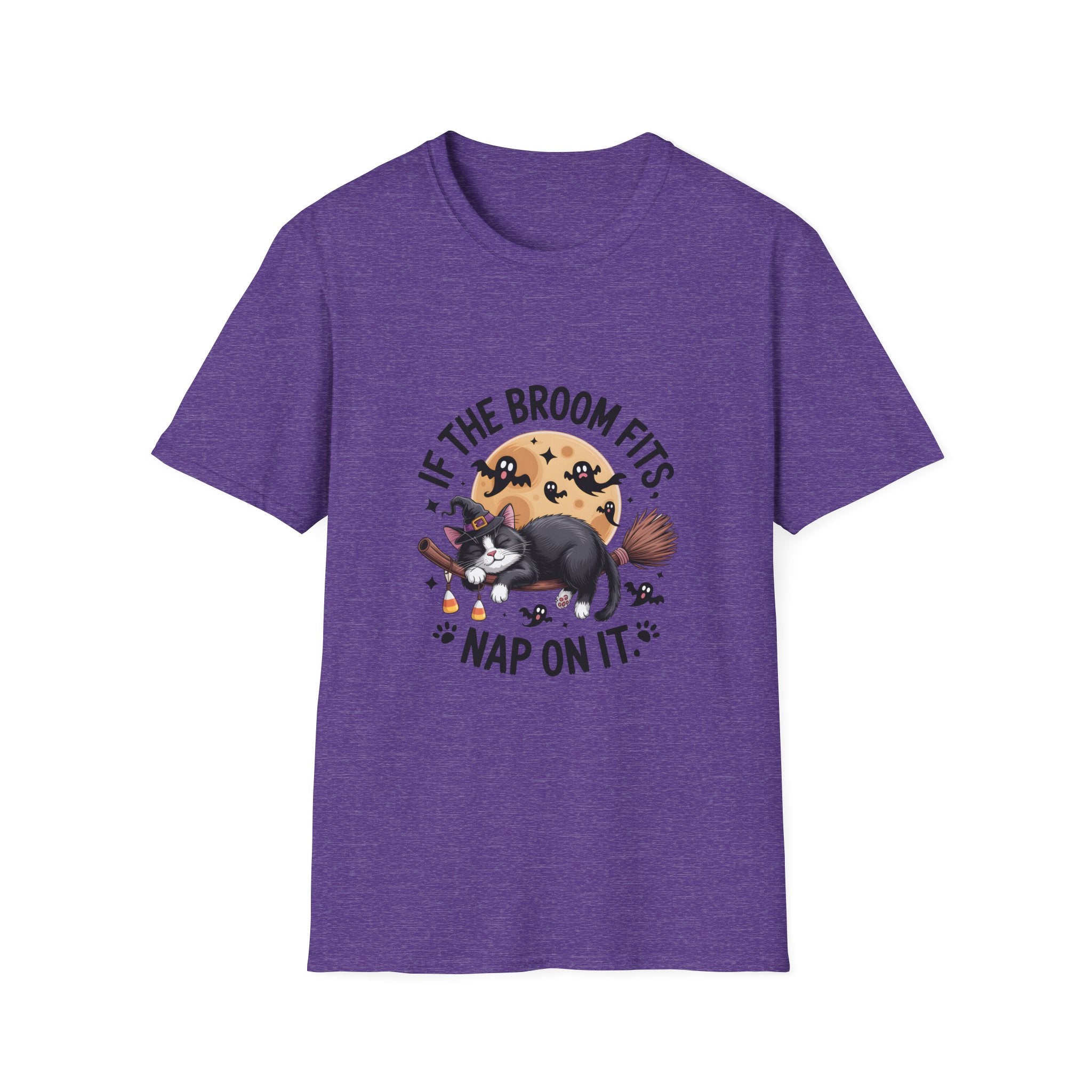 If the Broom Fits Nap on It Cat T-Shirt — Funny Halloween Gift for Women Witchy Tee