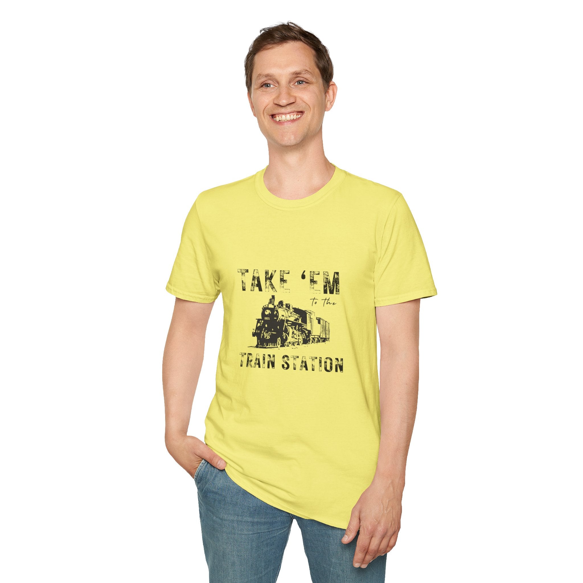 Take 'Em to the Train Station T-Shirt — Funny Sarcastic Gift Vintage Engine Graphic Tee
