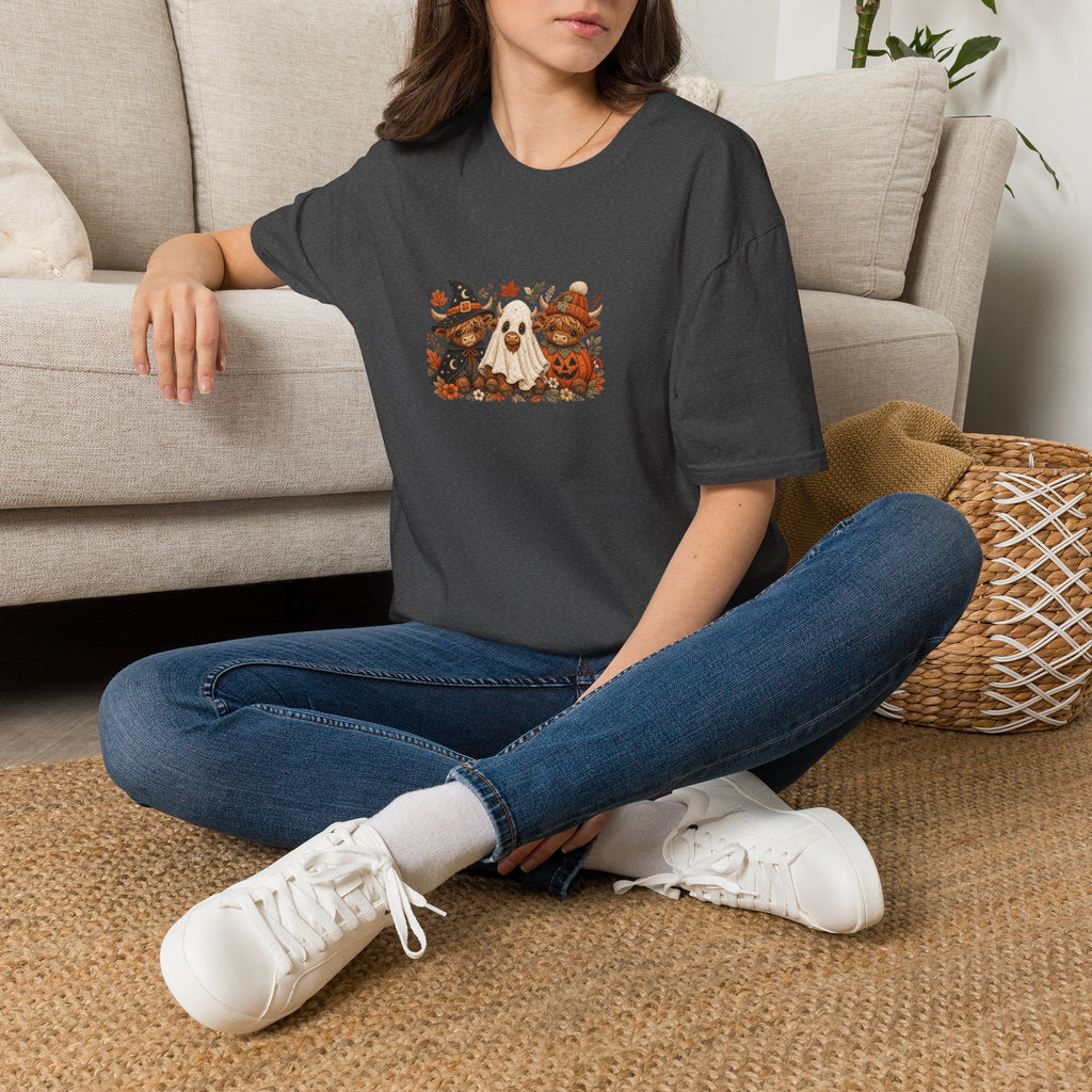Halloween Cows Trio T-Shirt — Cute Funny Gift for Her Ghost & Pumpkin Fall Tee
