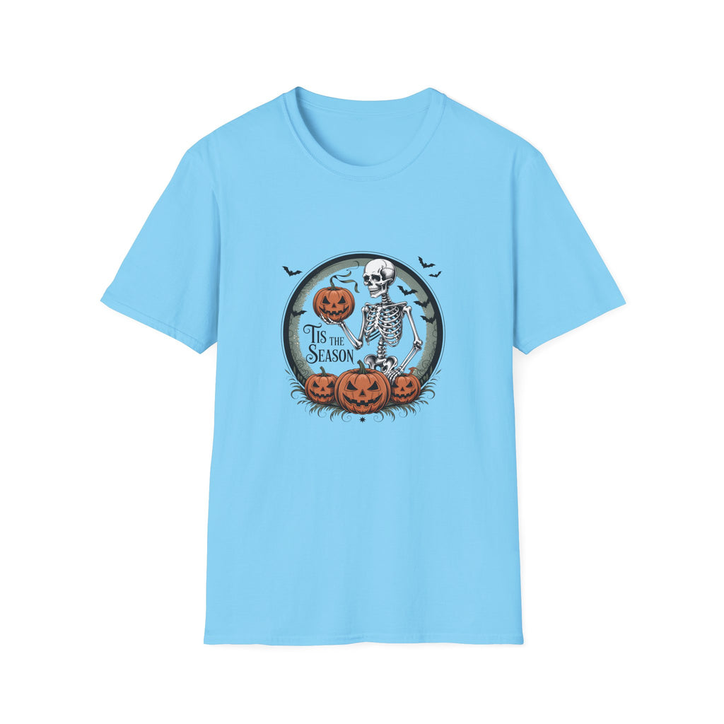 Tis the Season Skeleton Pumpkin T-Shirt — Funny Halloween Gift for Women Graphic Tee
