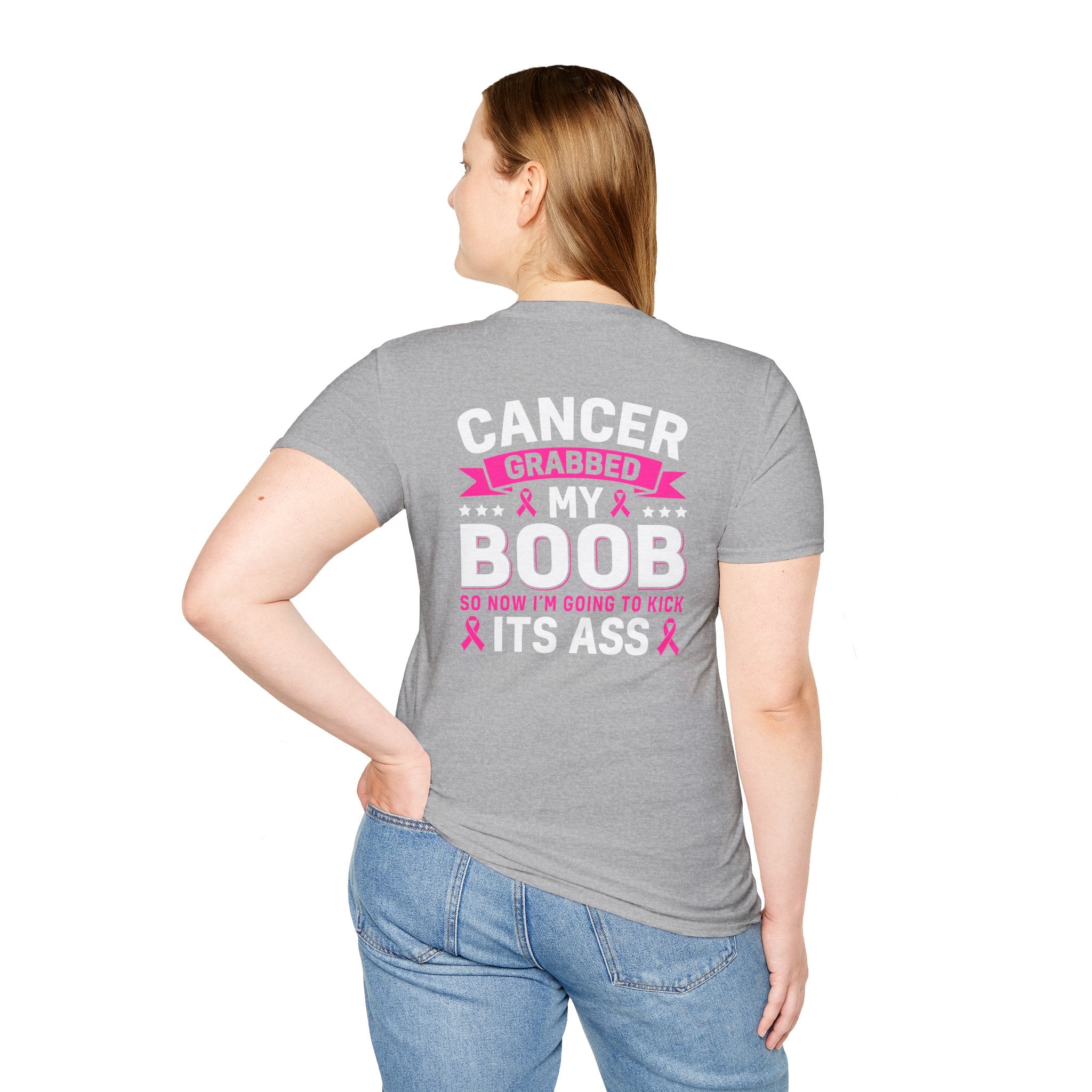 Cancer Grabbed My Boob Now I'm Going to Kick Its Ass T-Shirt — Funny Breast Cancer Awareness Gift