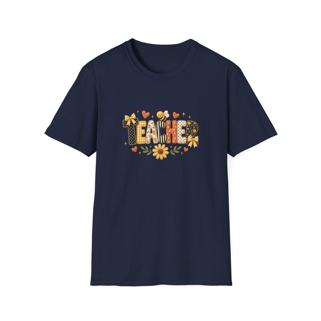 Teacher Floral Bee T-Shirt — Cute Back-to-School Gift for Teachers Graphic Tee