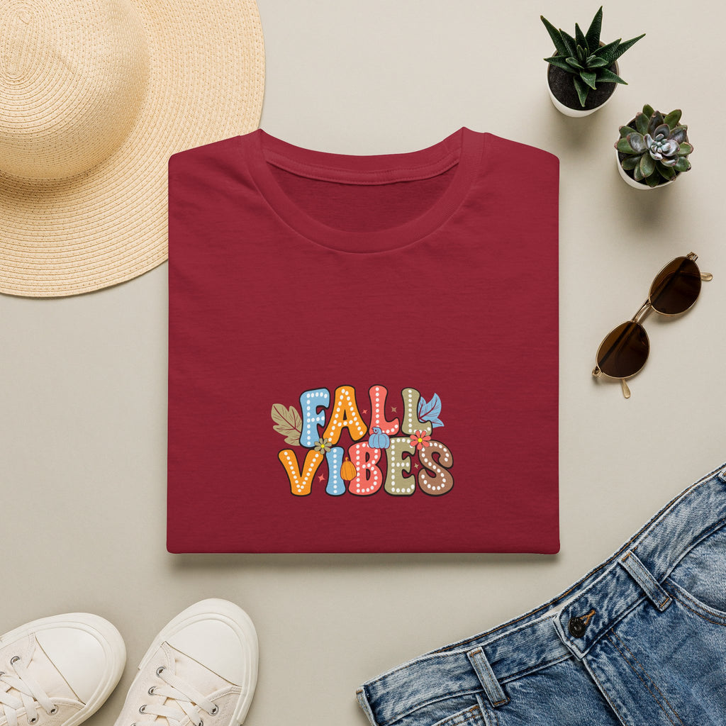Fall Vibes Colorful Autumn T-Shirt — Cute Fall Gift for Women Graphic Tee