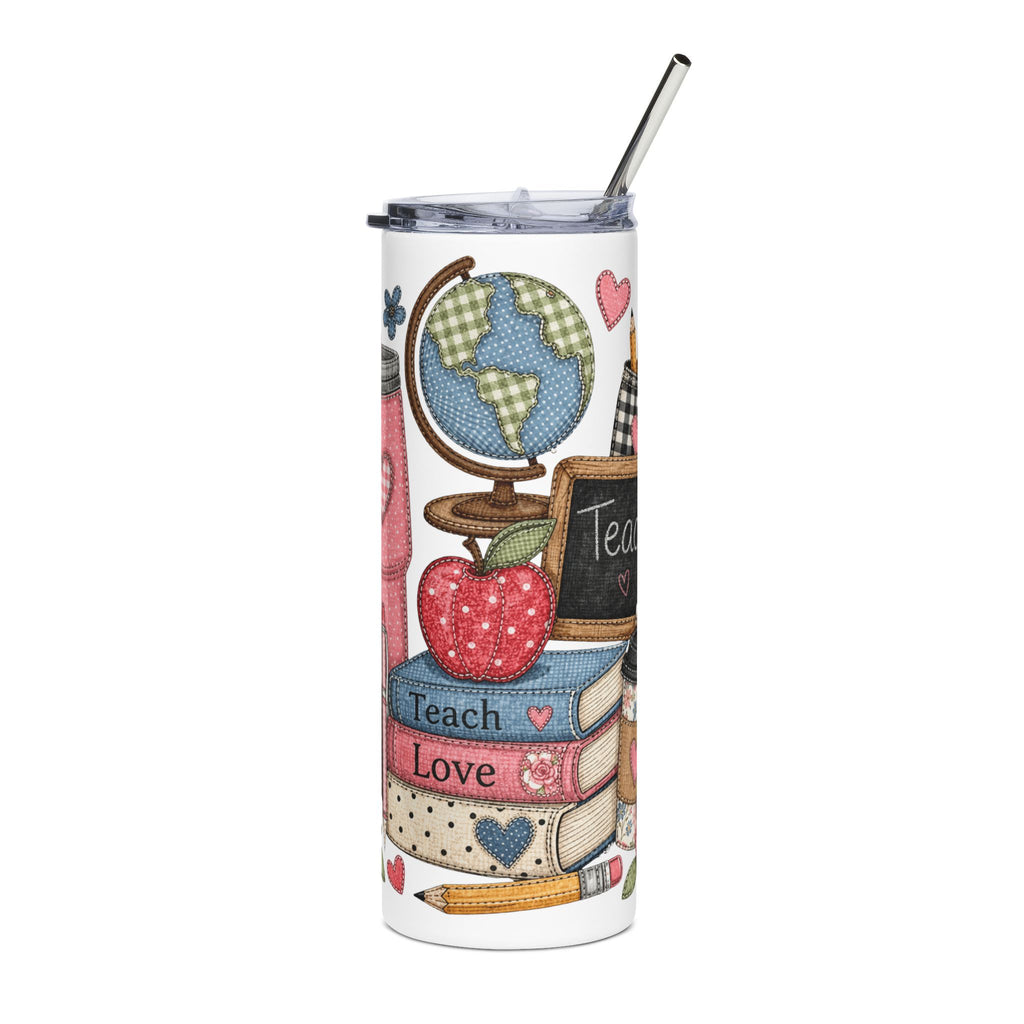 Teach Love Teacher Appreciation Tumbler — Cute Classroom Gift 20oz Stainless Steel Cup